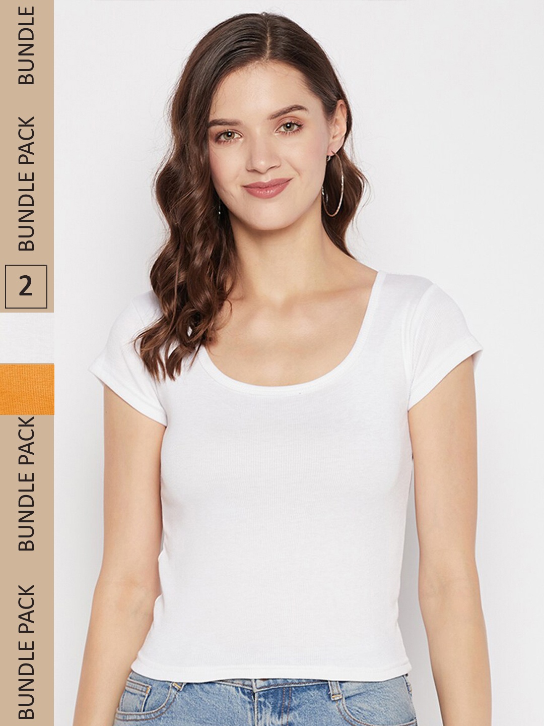

Clora Creation Pack Of 2 Scoop Neck T-shirt, White