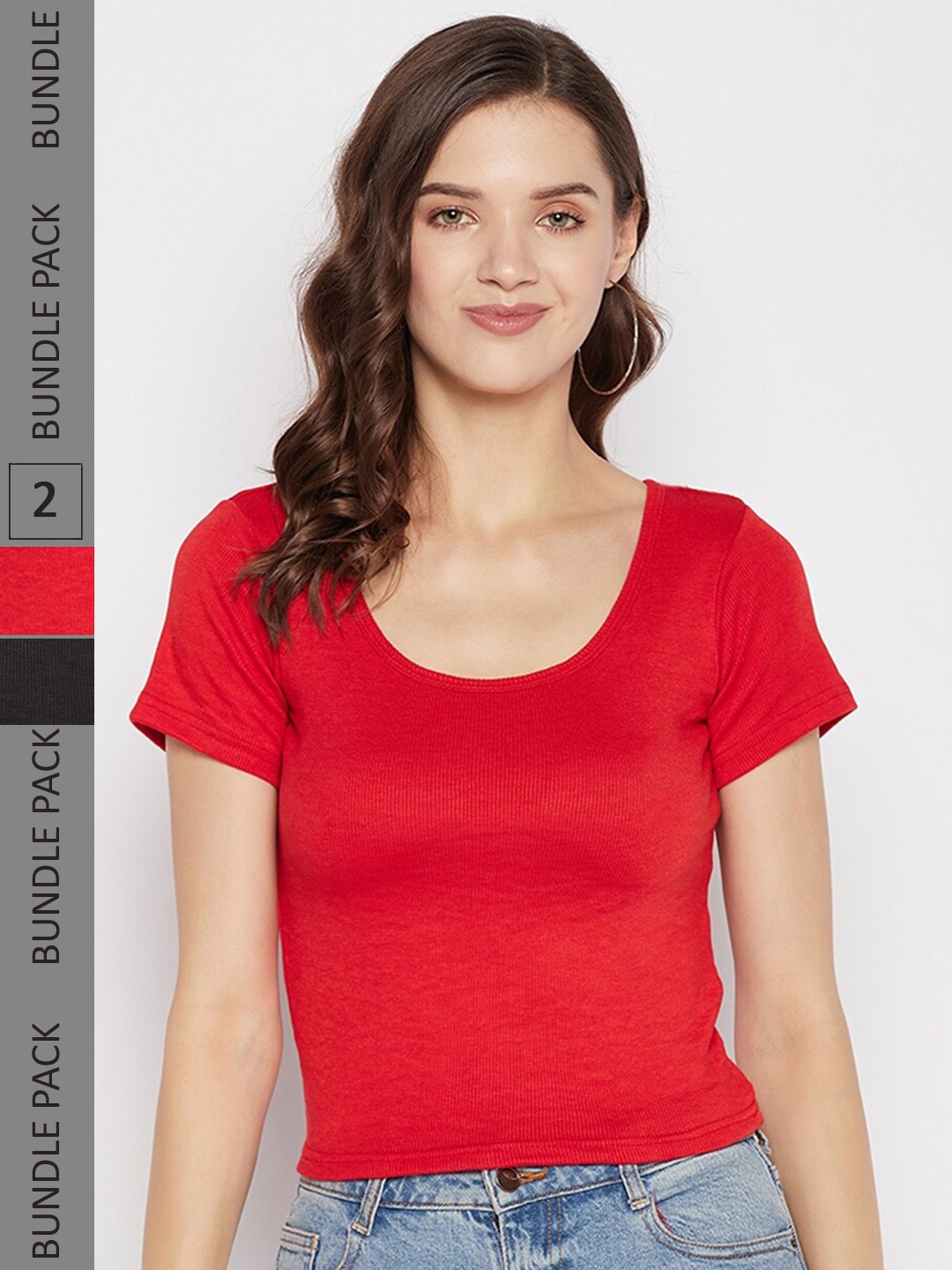 

Clora Creation Pack Of 2 Scoop Neck T-shirts, Red