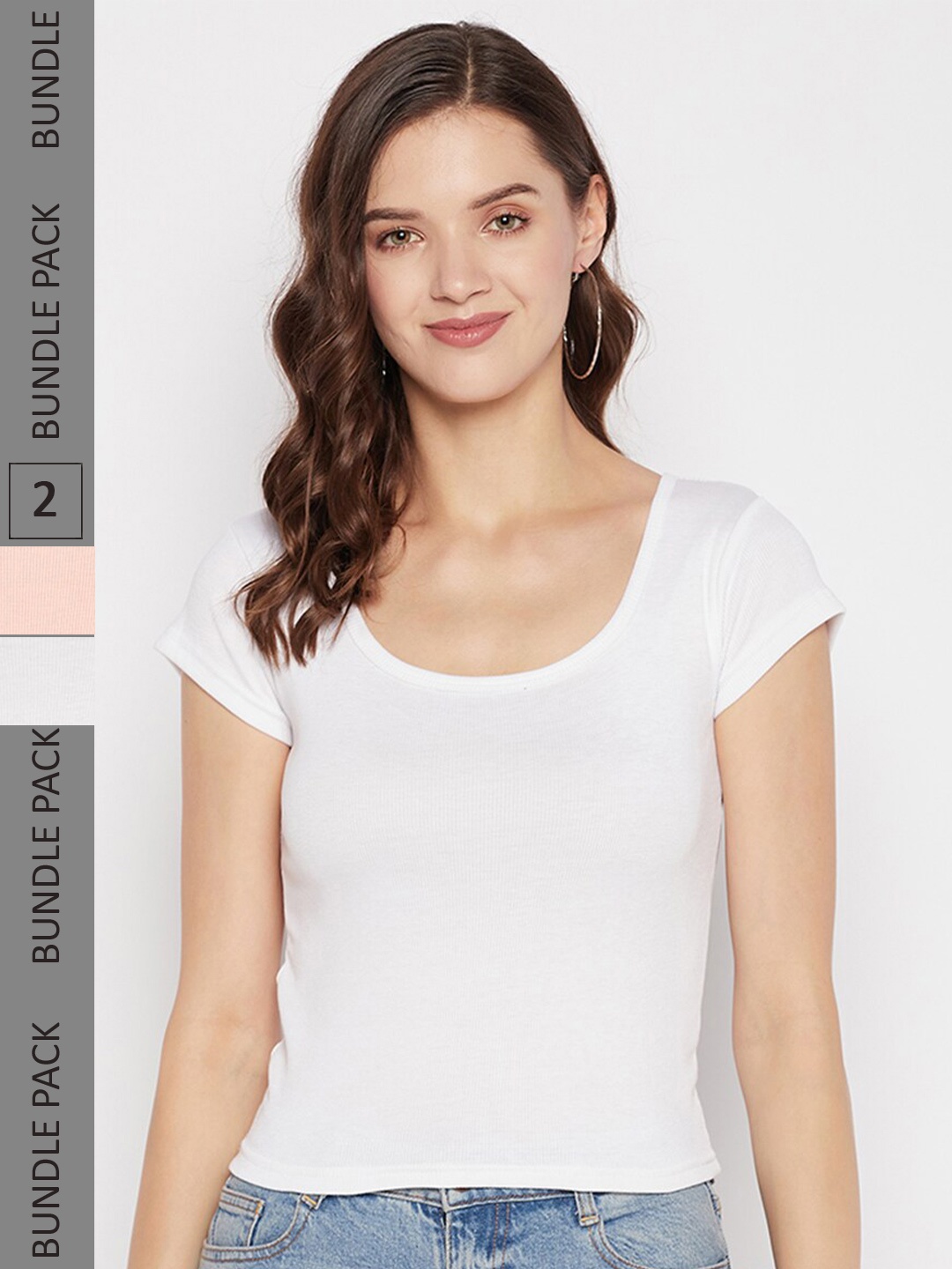 

Clora Creation Pack Of 2 Scoop Neck T-shirt, White