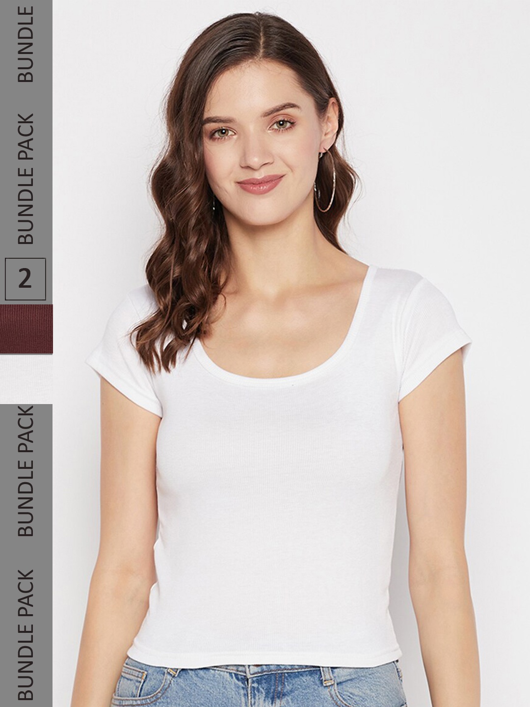 

Clora Creation Pack Of 2 Scoop Neck T-shirt, White