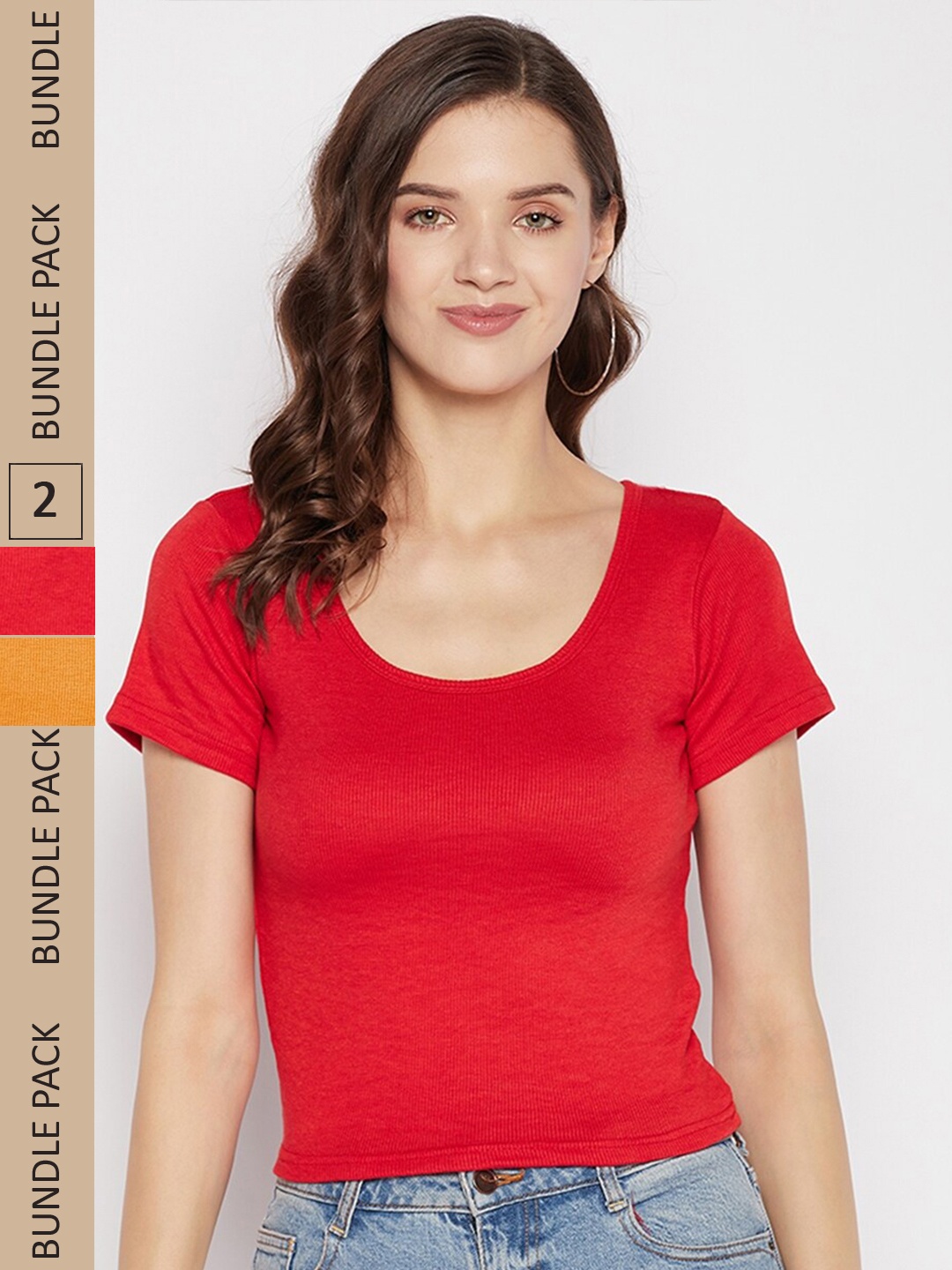 

Clora Creation Pack Of 2 Scoop Neck T-shirt, Red
