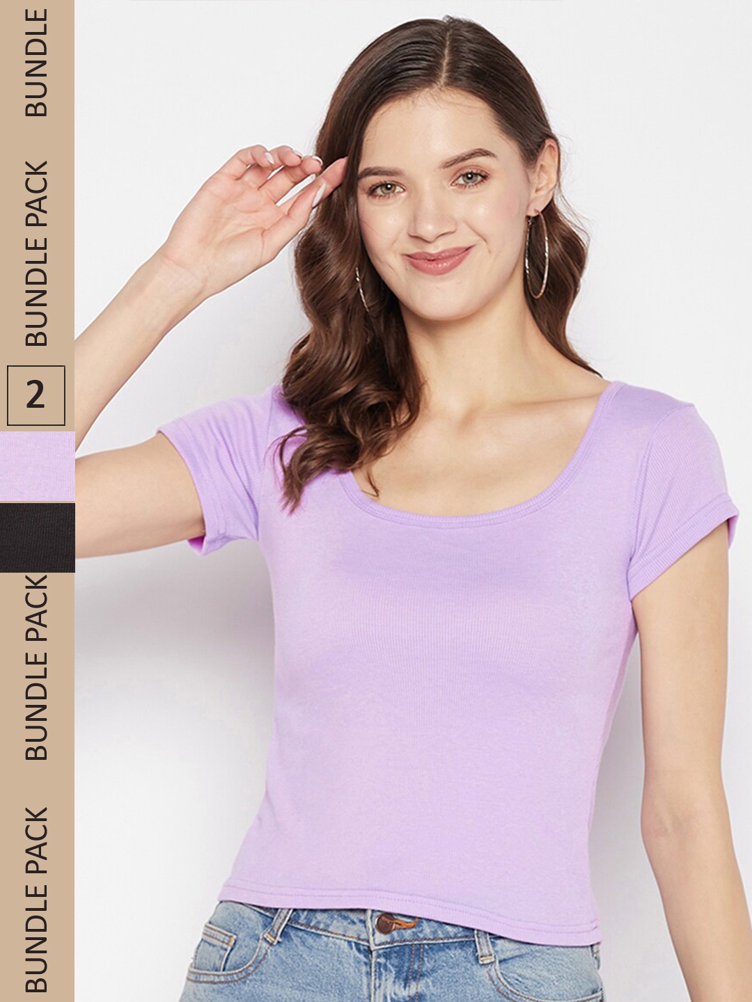 

Clora Creation Pack Of 2 Scoop Neck T-shirts, Lavender