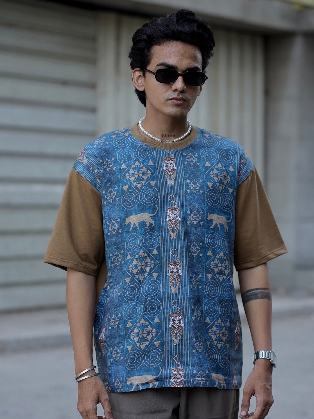 

ADDY'S for men Graphic Printed Oversized T-Shirt, Brown
