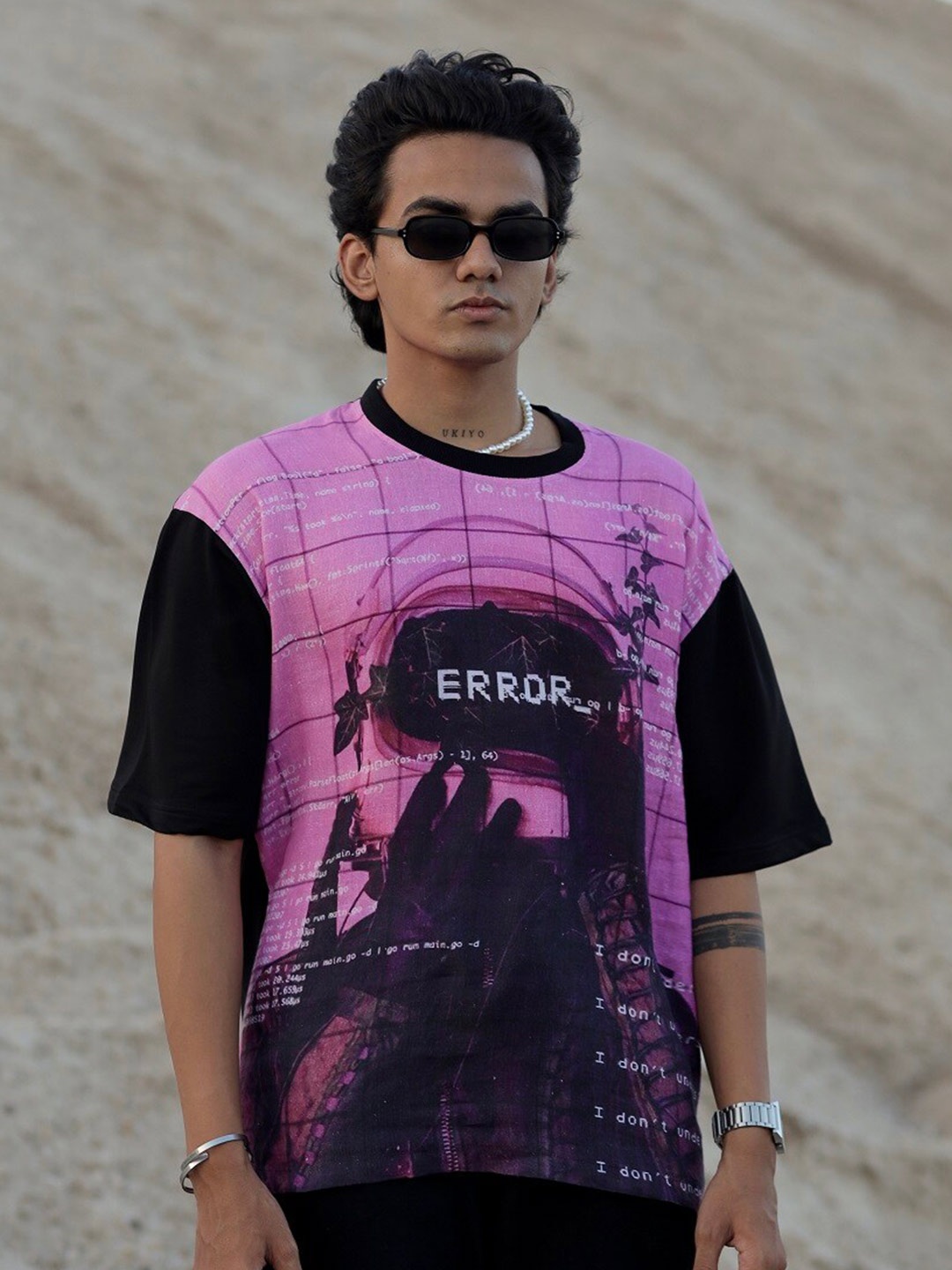 

ADDY'S for men Graphic Printed Oversized T-Shirt, Black