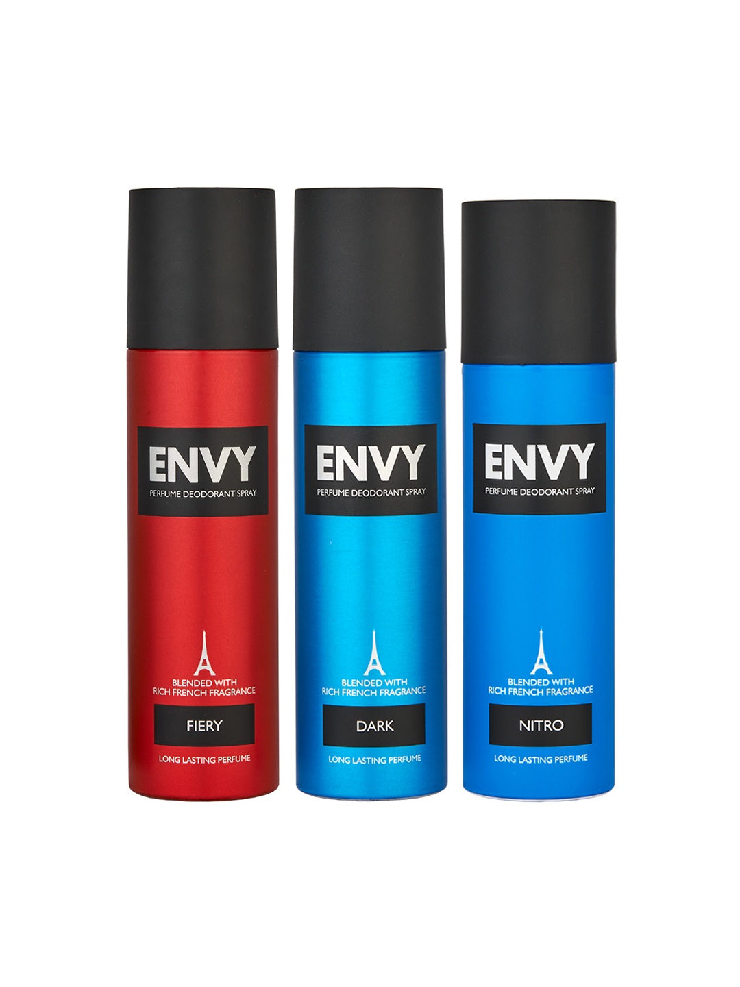 

Envy Men Set of 3 No Gas Deodorant Spray 120ml each - Dark + Fiery + Nitro, Red