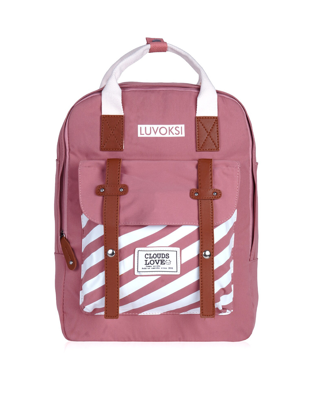 

Luvoksi Women Casual Striped Backpack, Pink