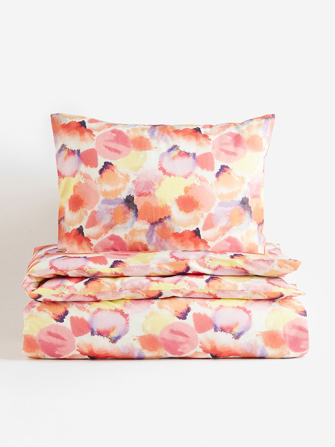 

H&M Orange Patterned Pure-Cotton Single Duvet Cover Set