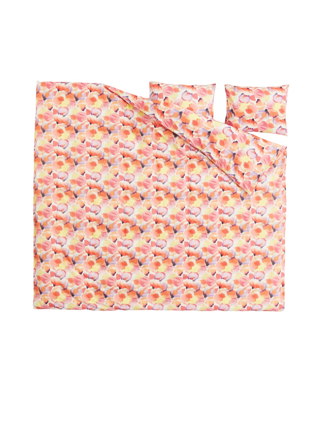

H&M Orange & White Patterned Pure-Cotton Double Duvet Cover Set