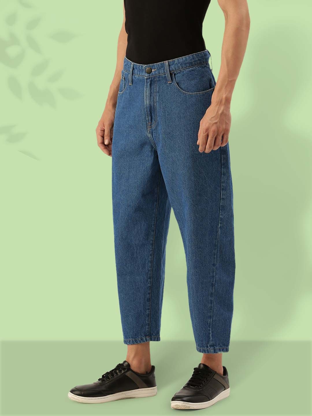 

Bene Kleed Men Pure Cotton Loose Crop Jeans, Navy blue