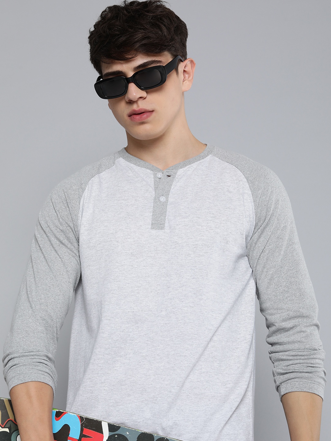 

R Code by The Roadster Life Co Men Henley Neck T-shirt, White
