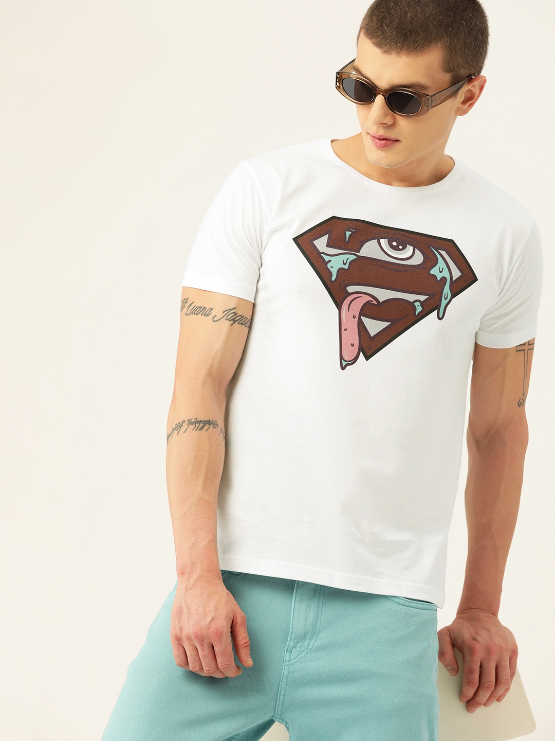 

Kook N Keech Men Superman Printed Loose T-shirt, White