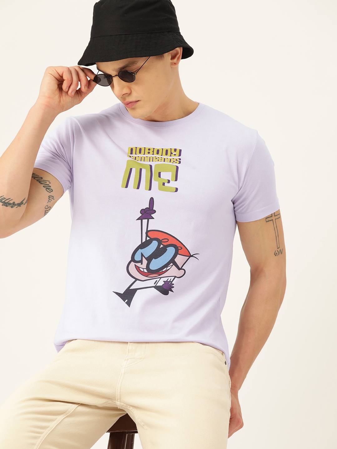 

Kook N Keech Men Dexter Printed Loose T-shirt, Lavender
