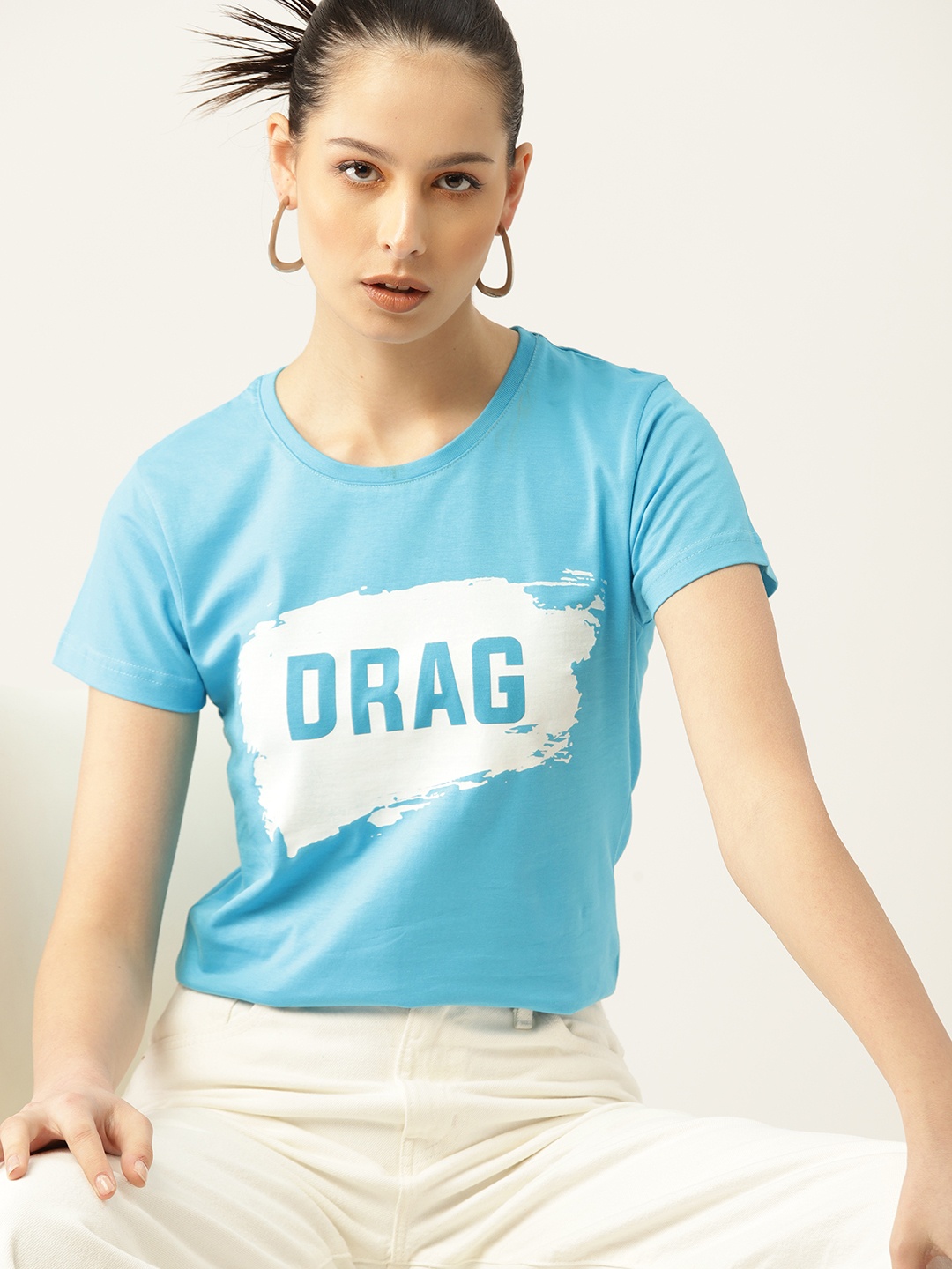 

Kook N Keech Women Typography Printed Pure Cotton T-shirt, Blue