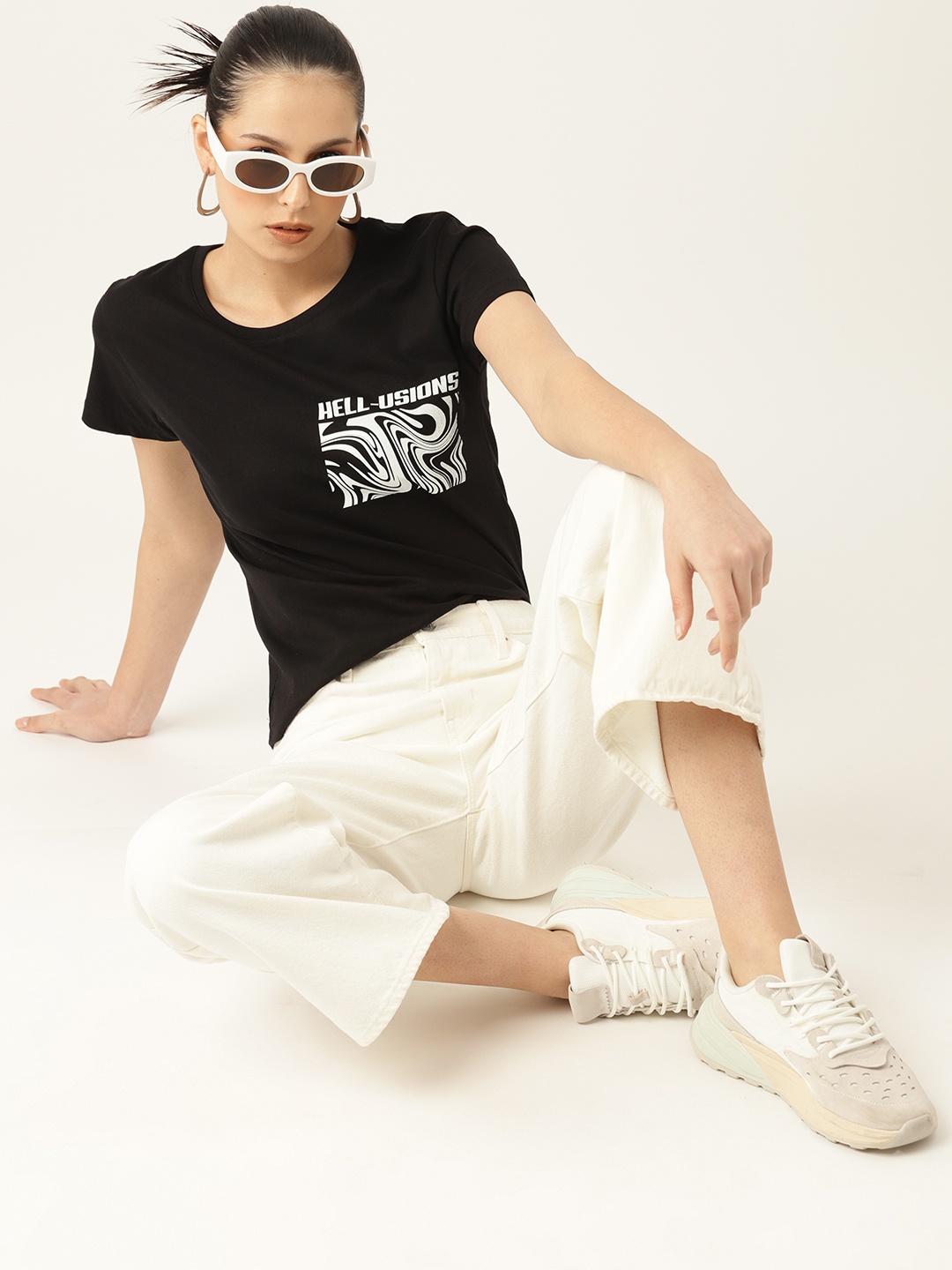 

Kook N Keech Women Graphic Printed Pure Cotton T-shirt, Black