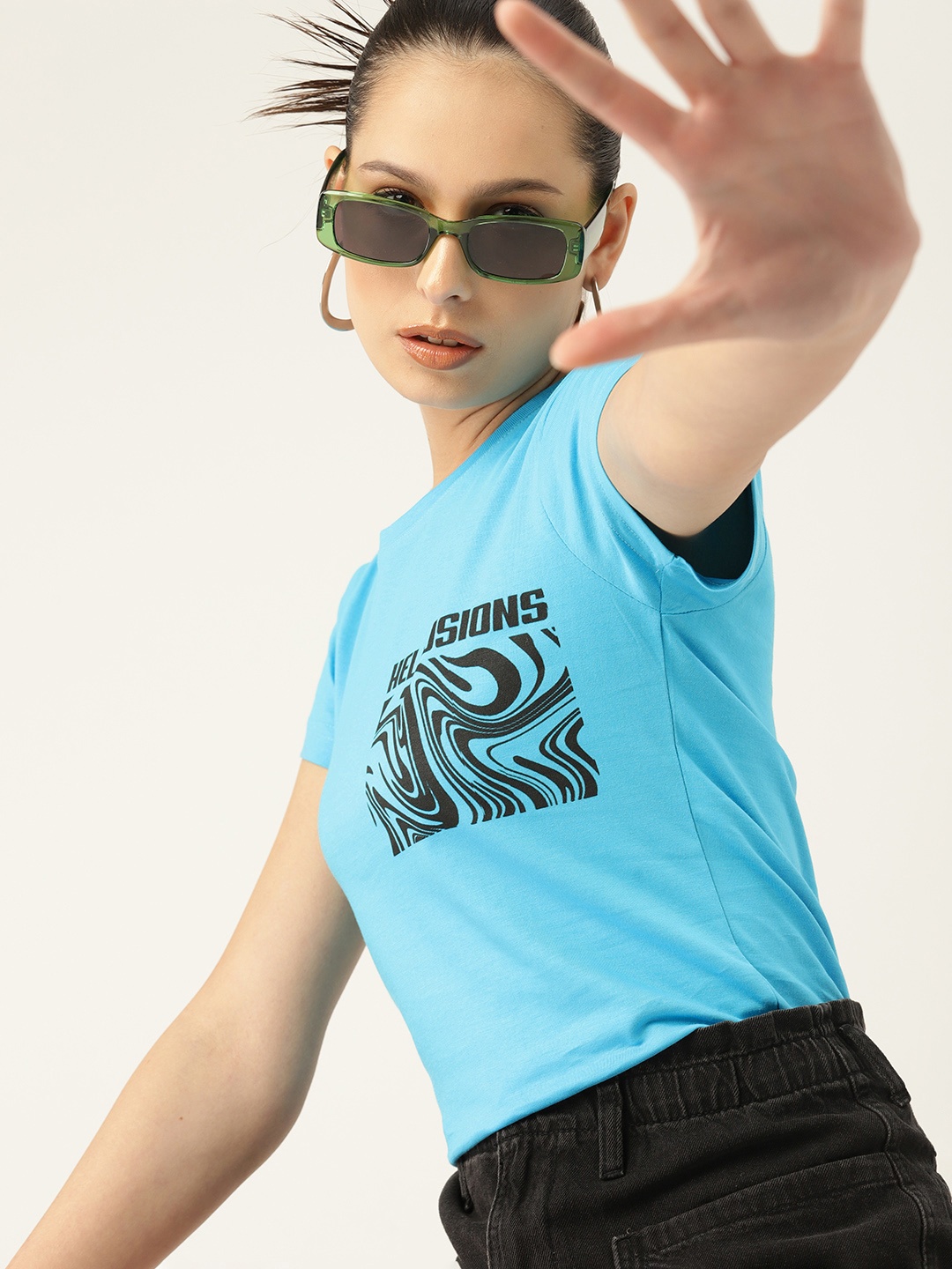 

Kook N Keech Women Graphic Printed Pure Cotton T-shirt, Blue