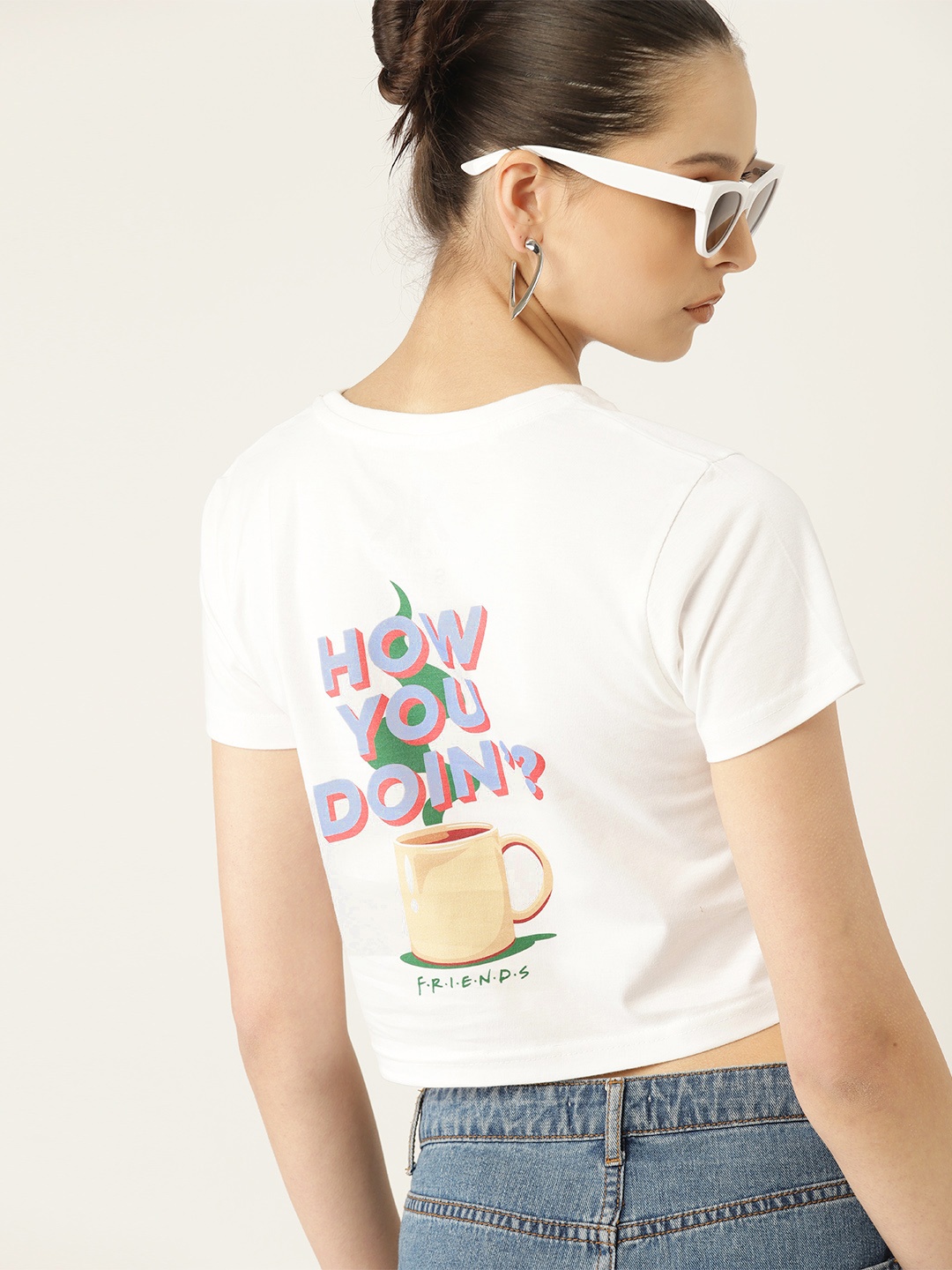 

Kook N Keech Women Friends Printed Pure Cotton Boxy T-shirt, White