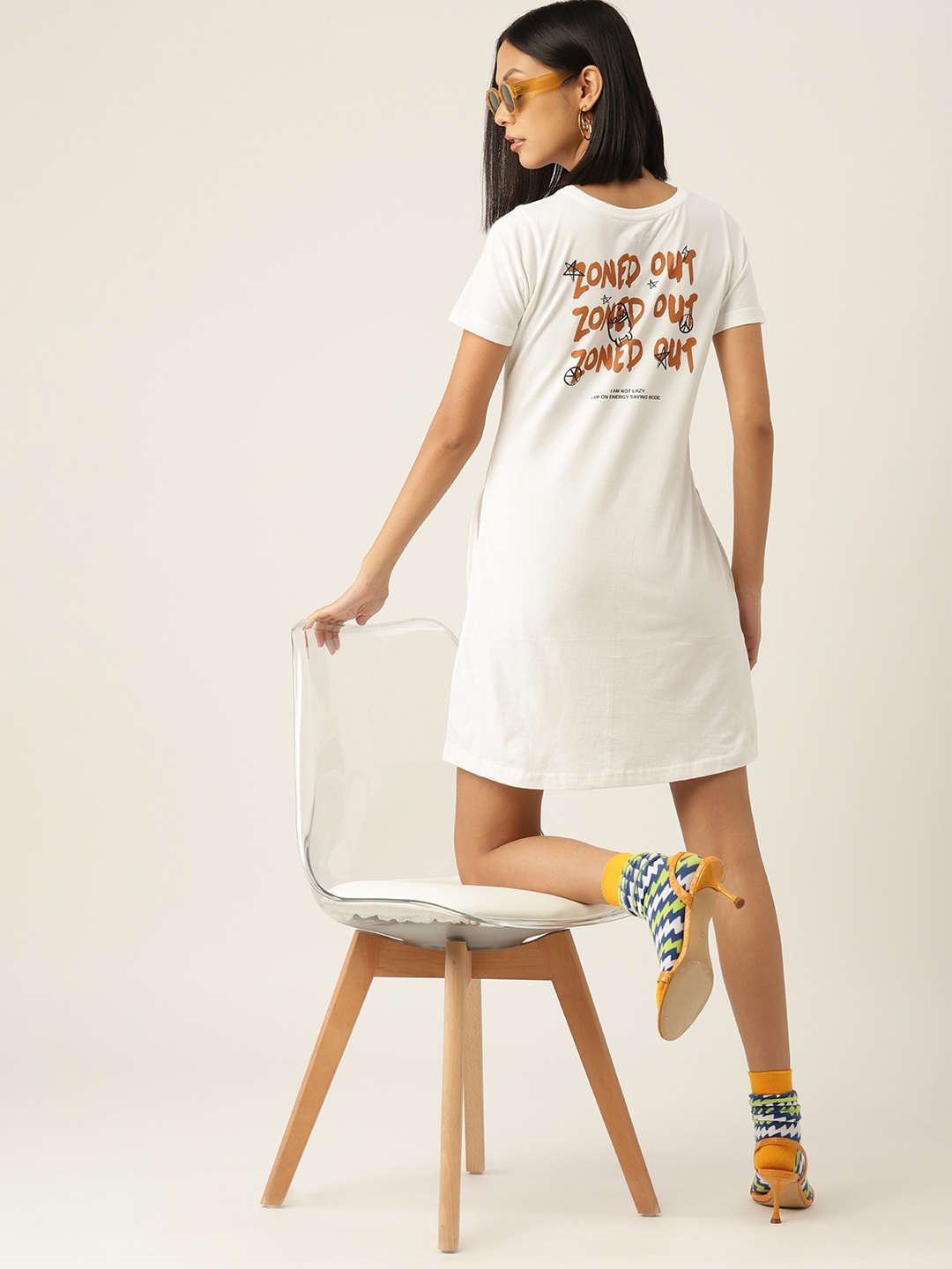 

Kook N Keech Typography Print Pure Cotton T-shirt Mini Dress, White