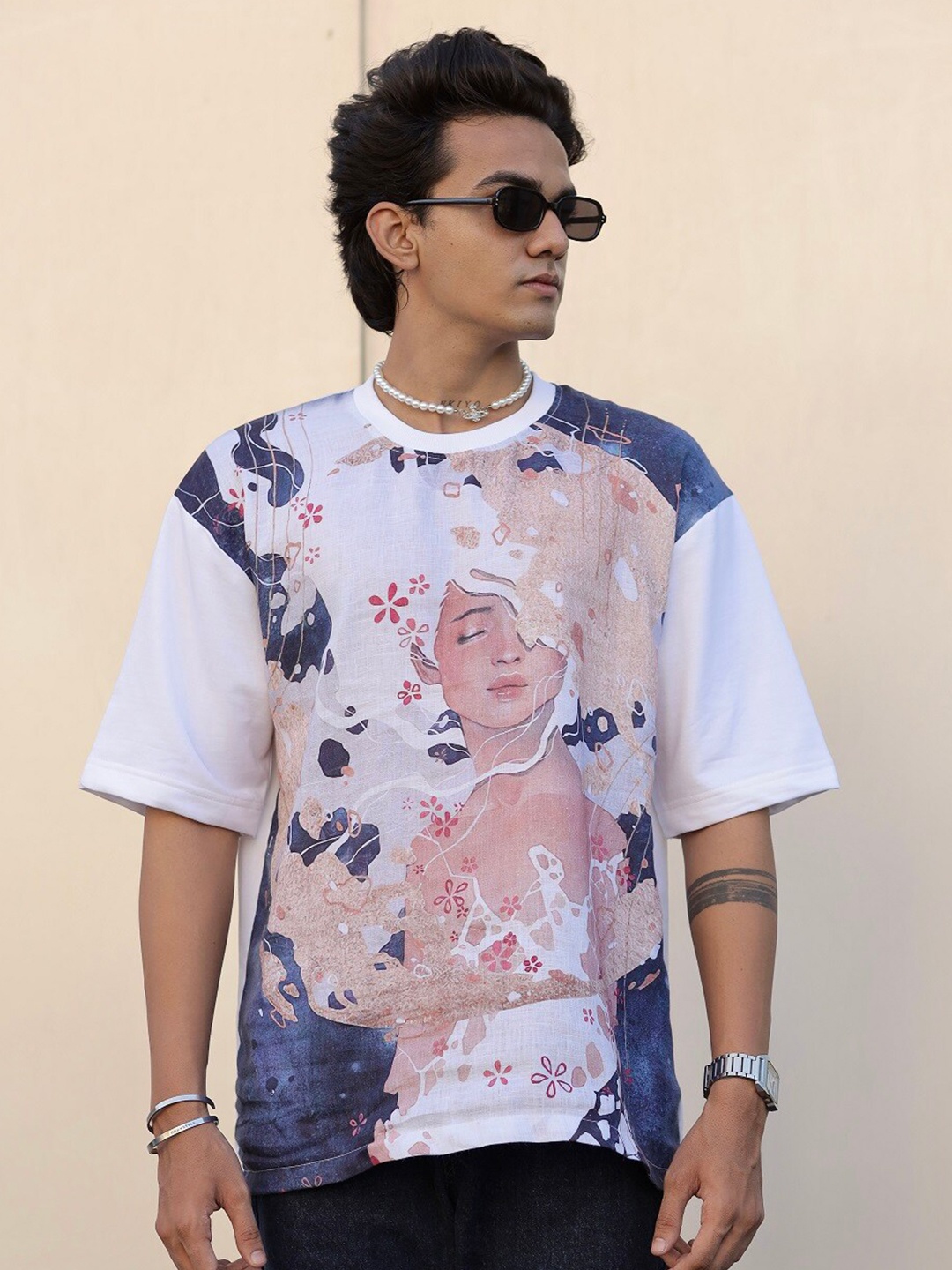 

ADDY'S for men Graphic Printed Oversized T-Shirt, White