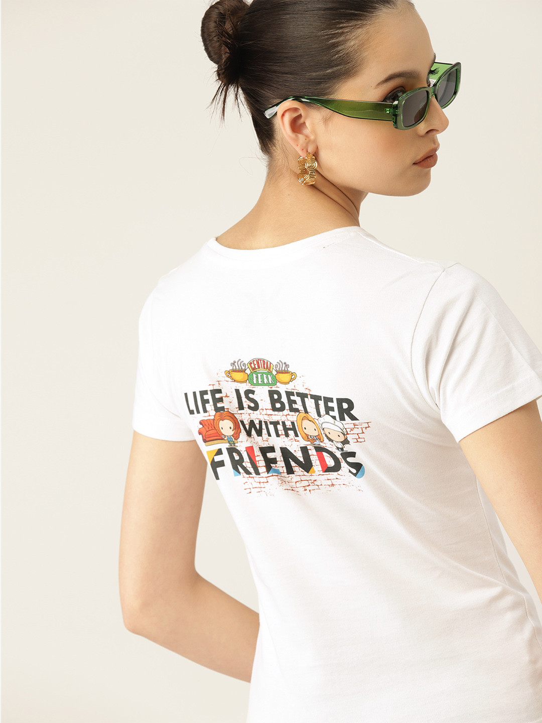 

Kook N Keech Women FRIENDS Printed Pure Cotton T-shirt, White