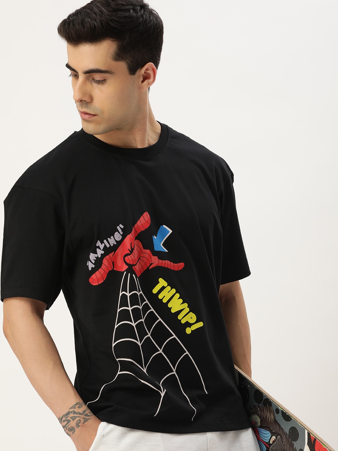 

Kook N Keech Men Spiderman Pure Cotton T-shirt, Black