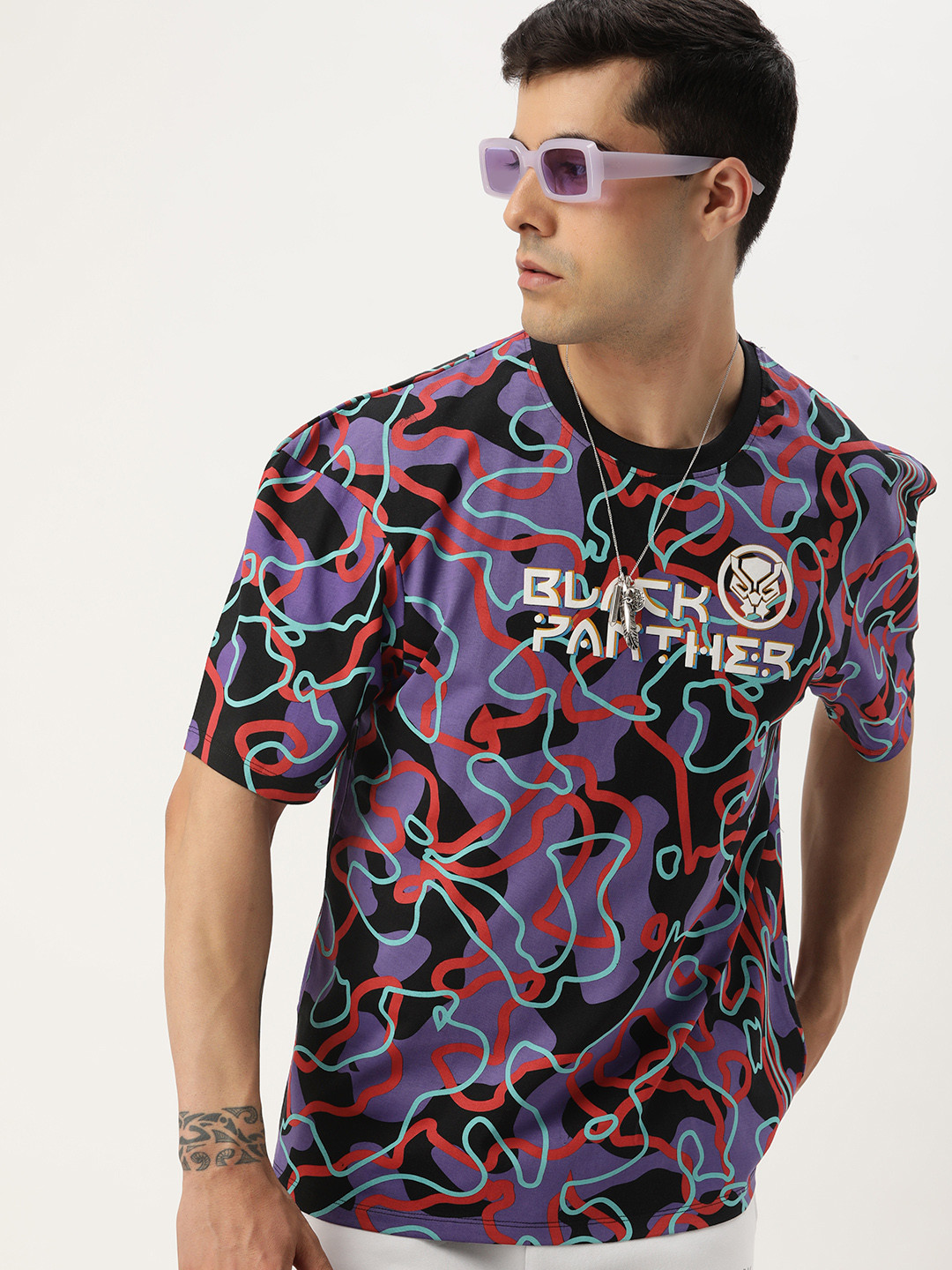 

Kook N Keech Men Black Panther Printed Pure Cotton T-shirt