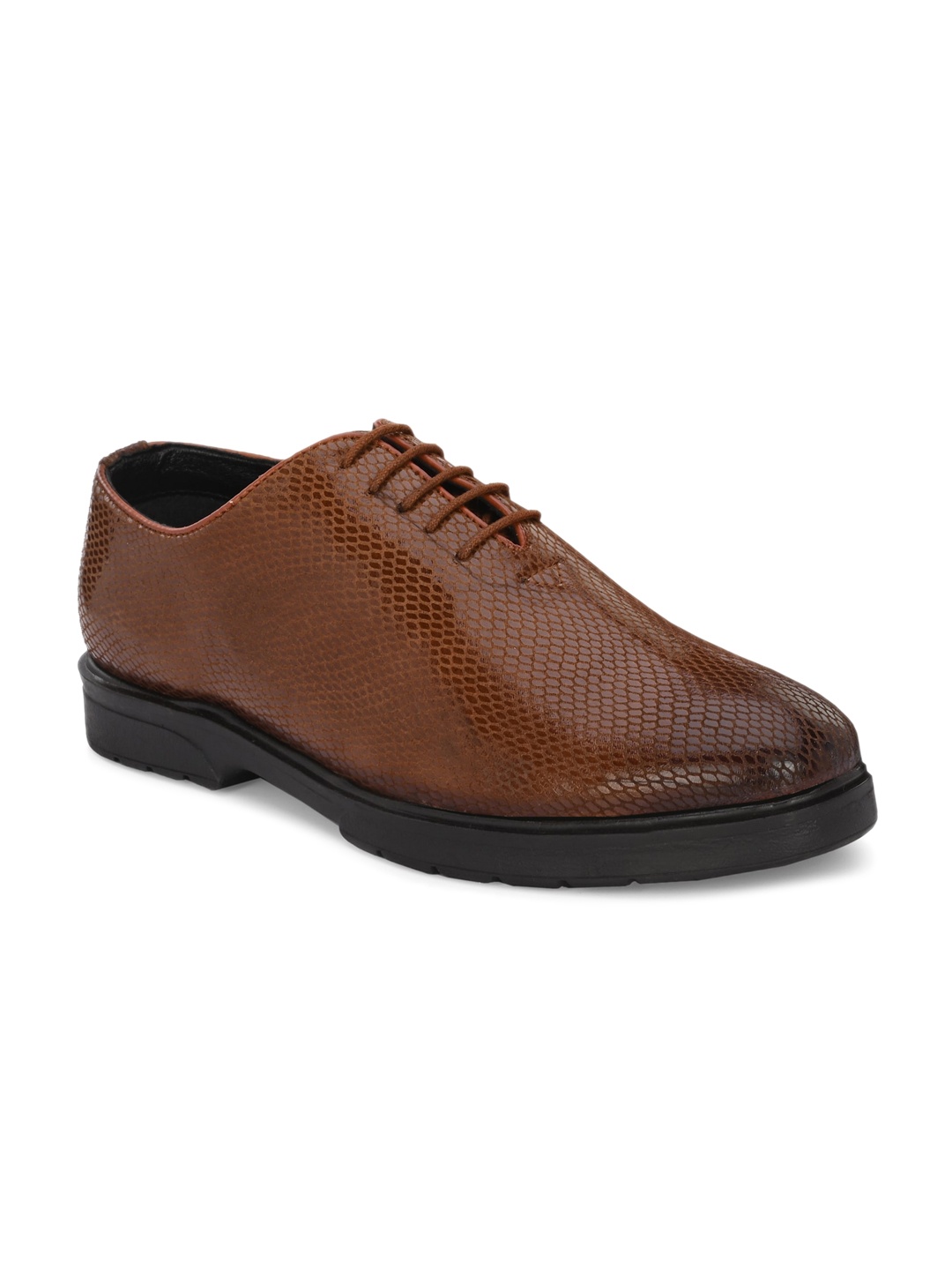 

House of Pataudi Men Textured Formal Oxfords, Tan