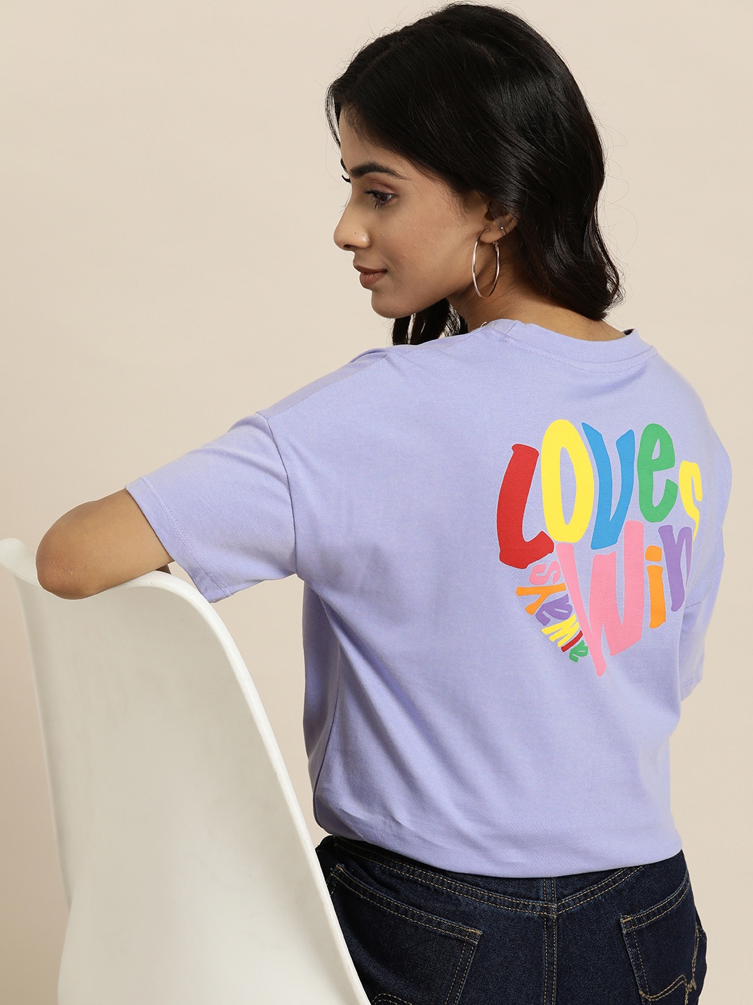 

Moda Rapido Typography Printed Pure Cotton T-shirt, Lavender