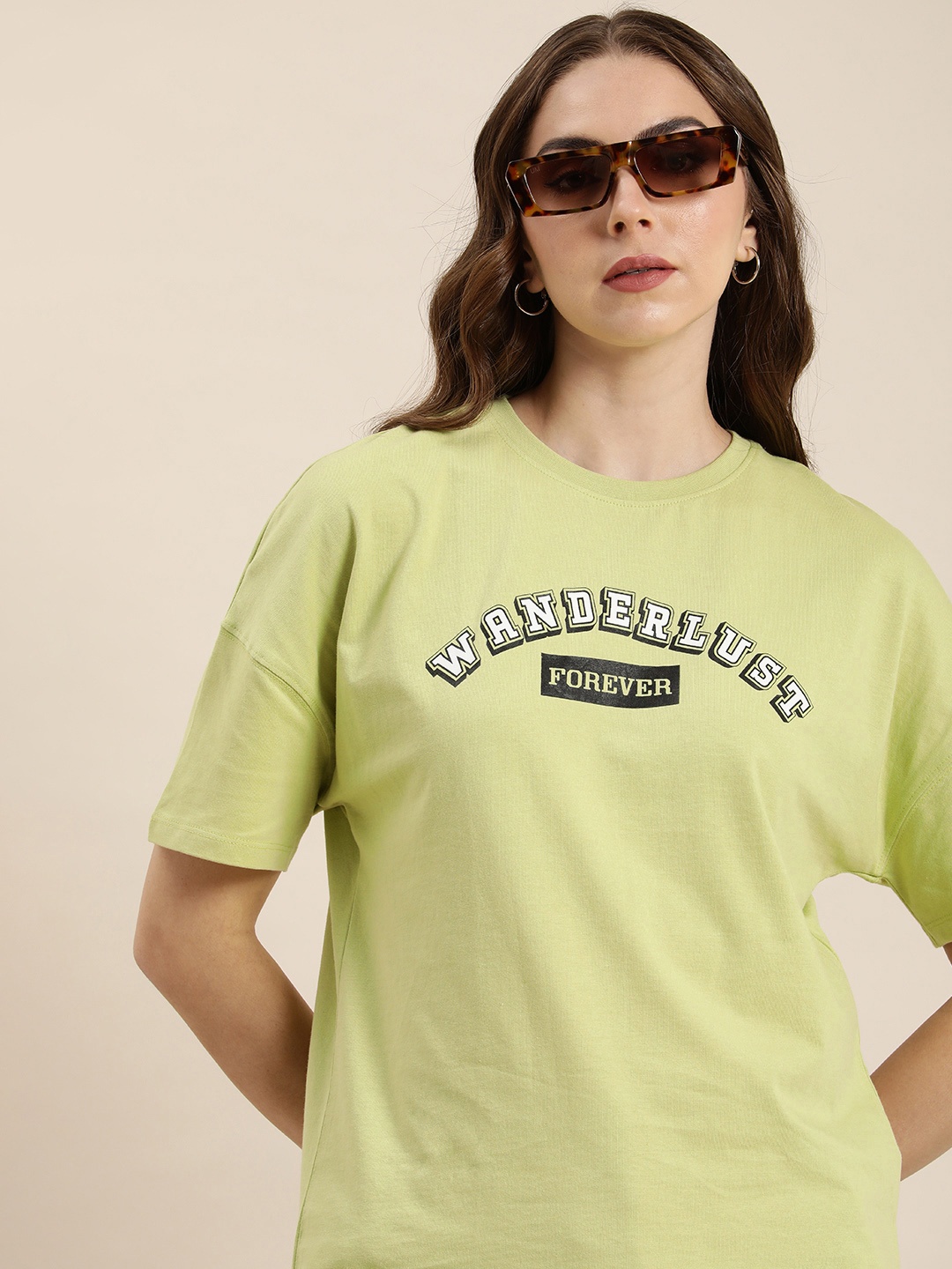 

Moda Rapido Typography Printed Pure Cotton T-shirt, Green