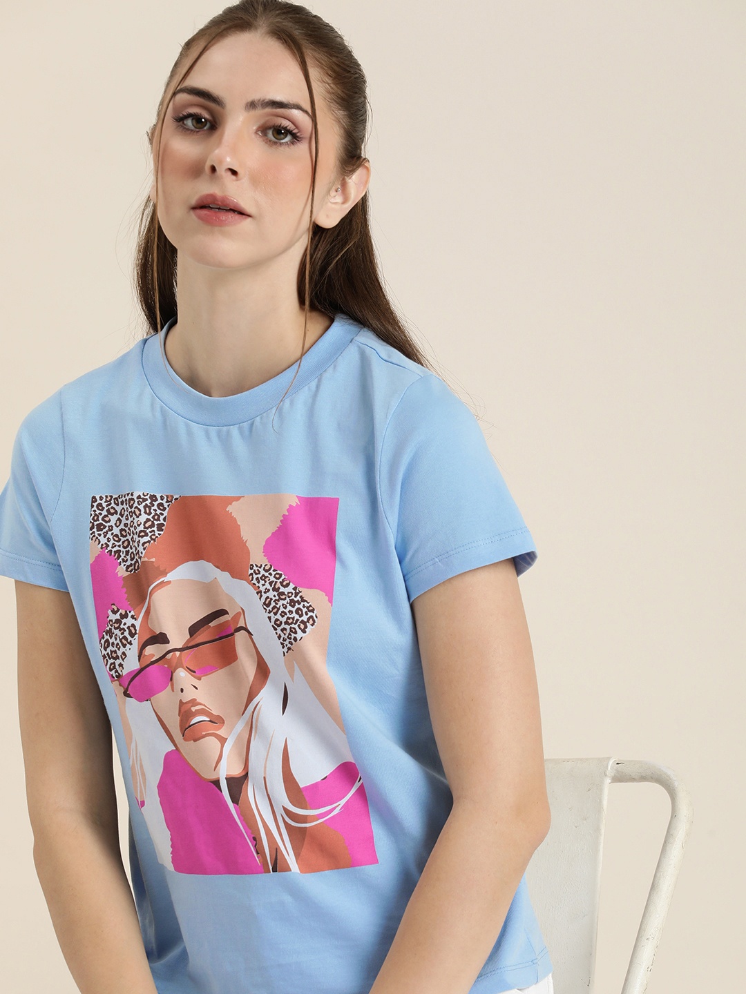 

Moda Rapido Printed Pure Cotton T-shirt, Blue