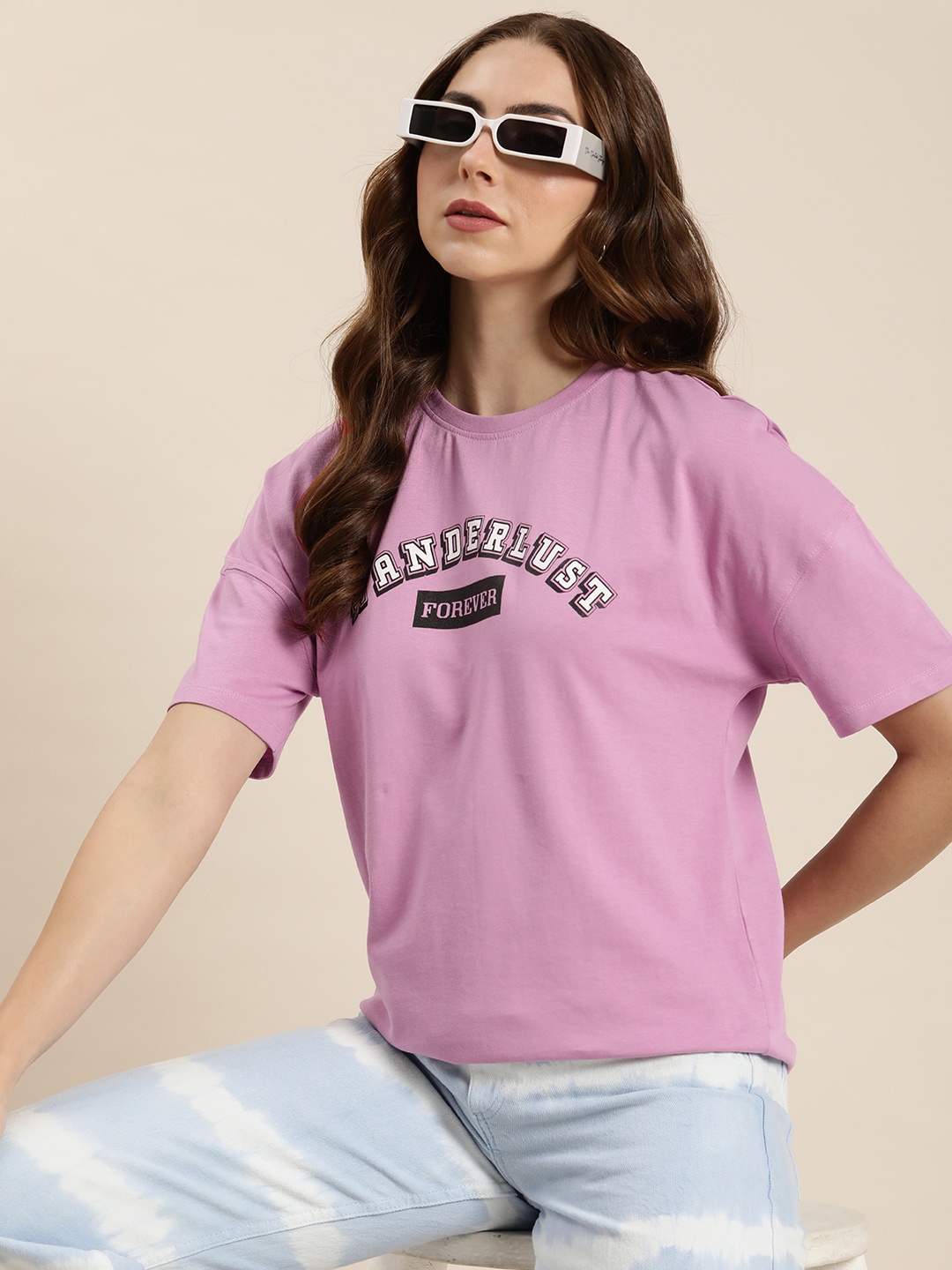 

Moda Rapido Typography Printed Pure Cotton T-shirt, Lavender