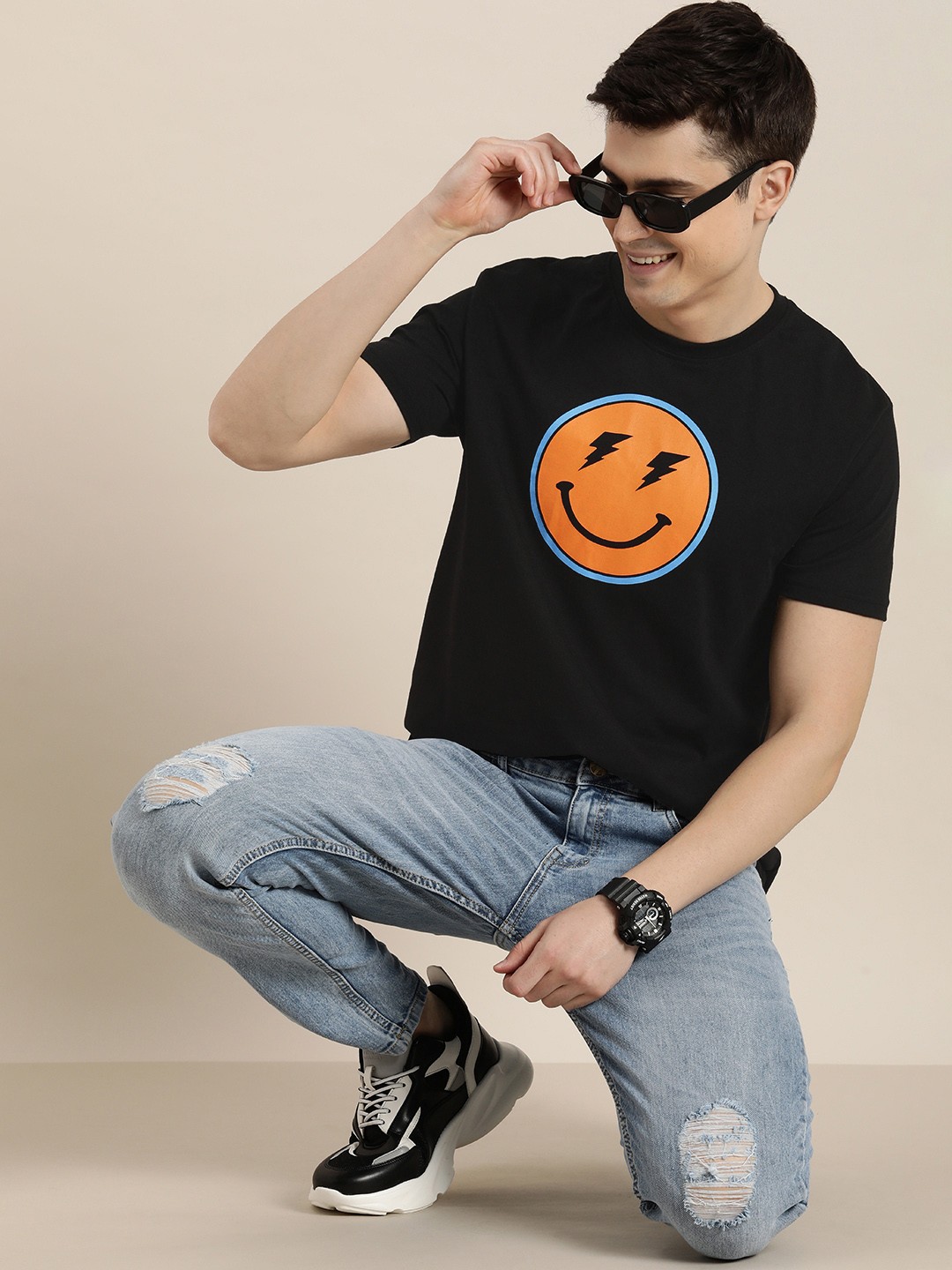 

HERE&NOW Graphic Printed T-shirt, Black