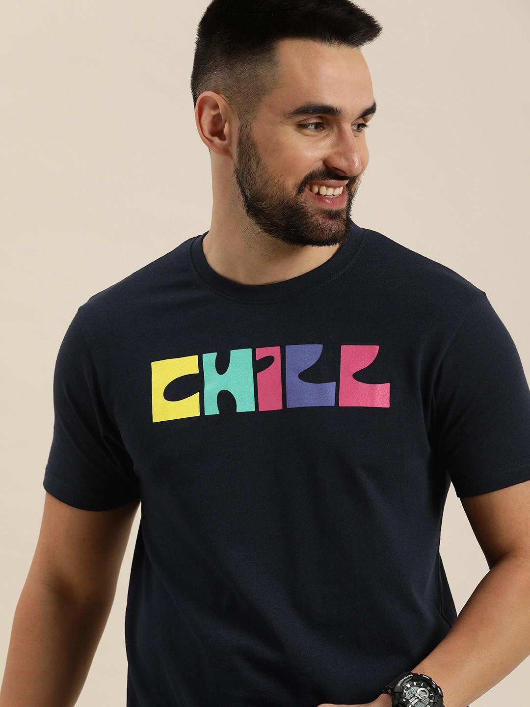 

HERE&NOW Typography Printed T-shirt, Navy blue
