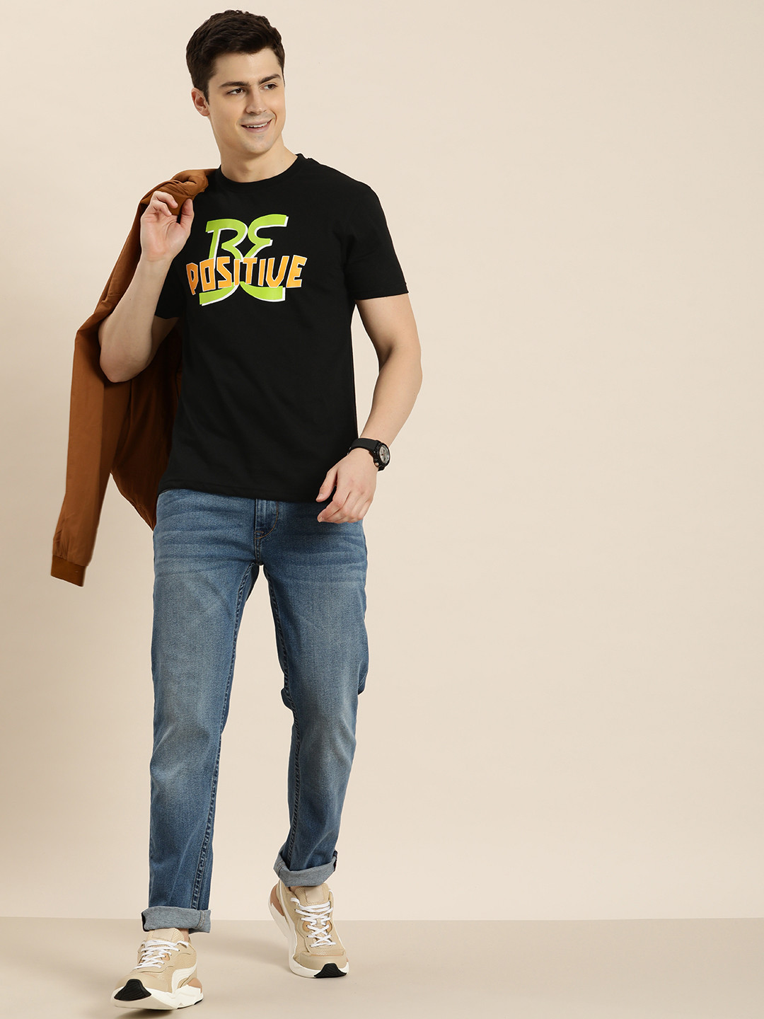 

HERE&NOW Typography Printed T-shirt, Black