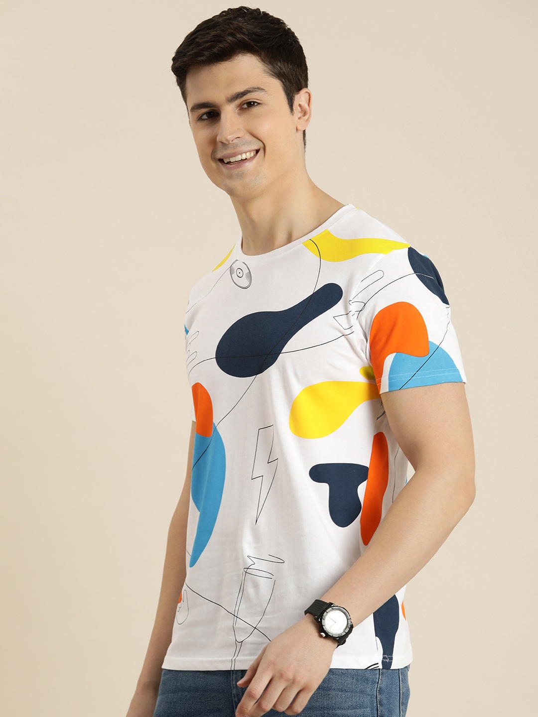 

HERE&NOW Printed Pure Cotton T-shirt, White