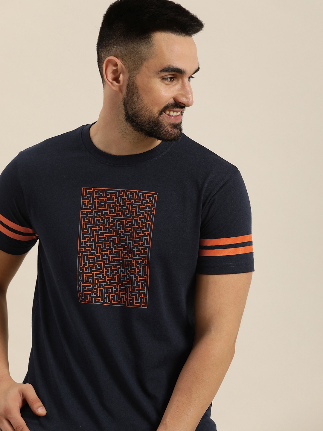 

HERE&NOW Printed T-shirt, Navy blue