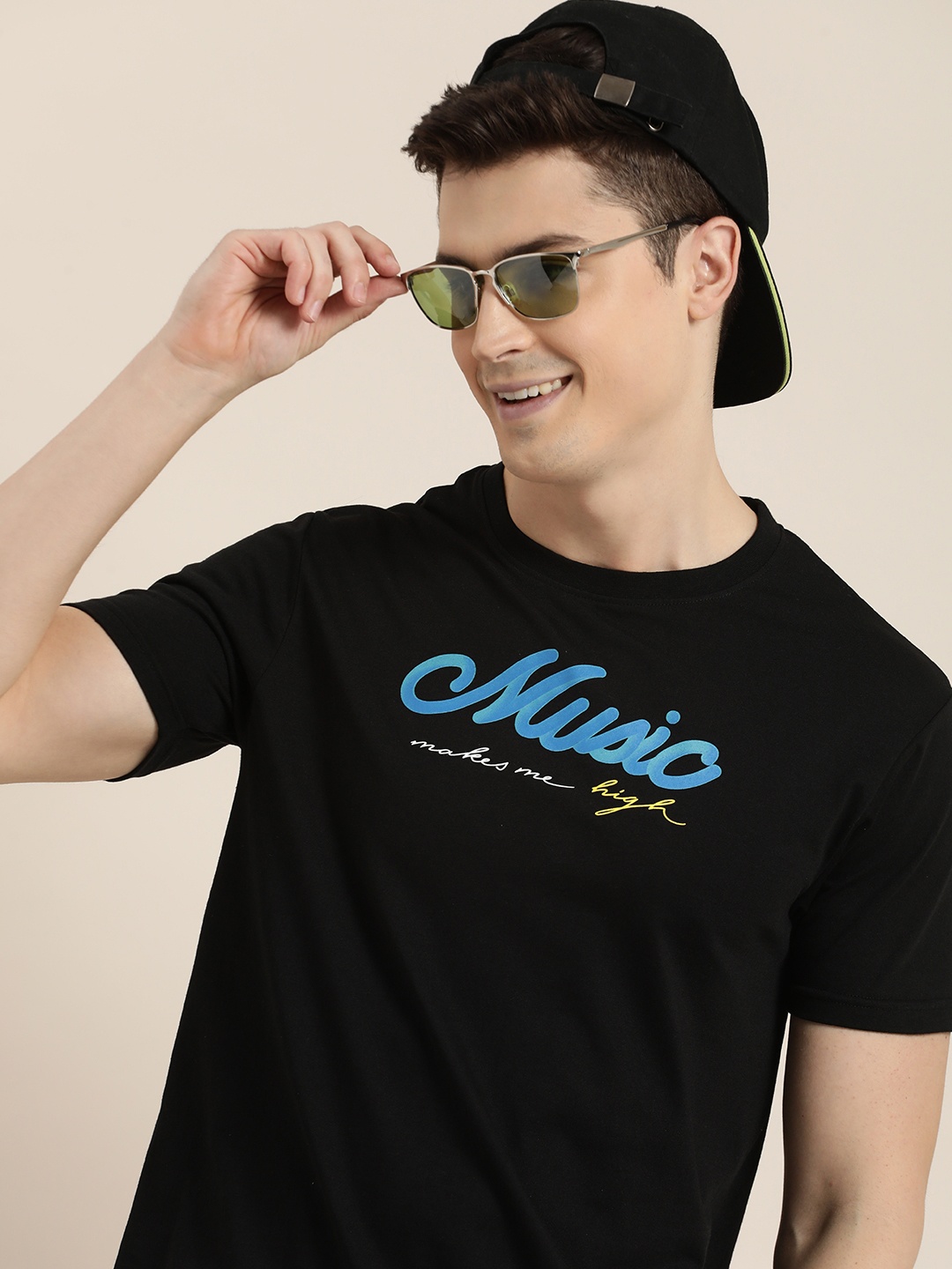 

HERE&NOW Typography Printed T-shirt, Black