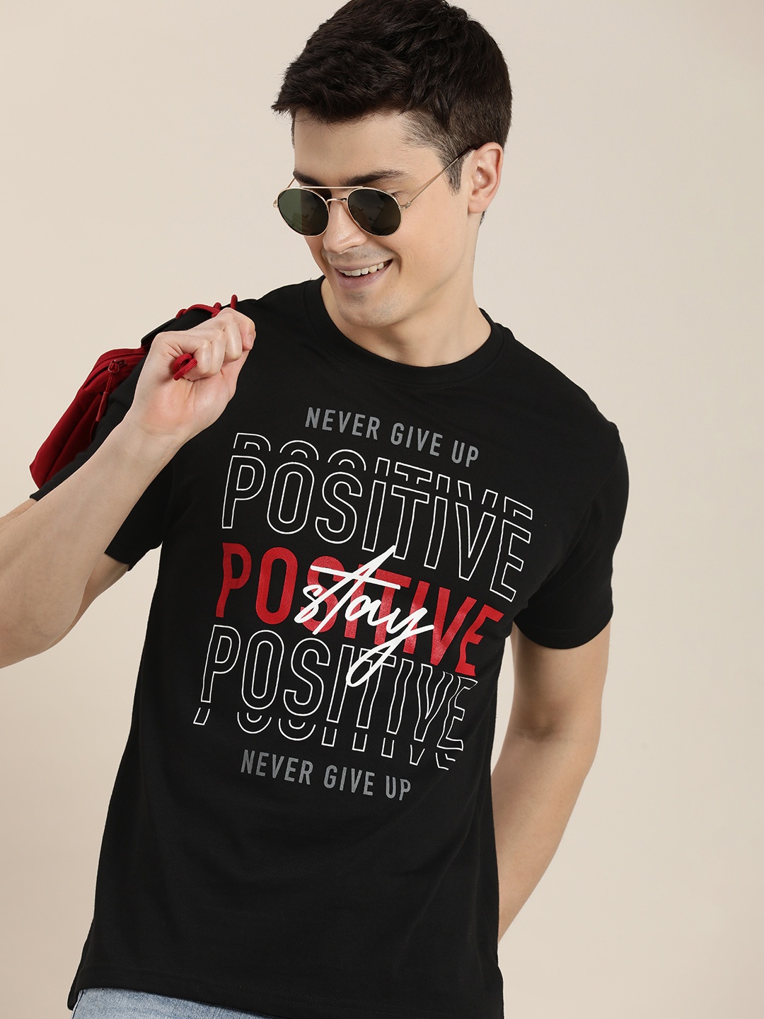 

HERE&NOW Typography Printed T-shirt, Black