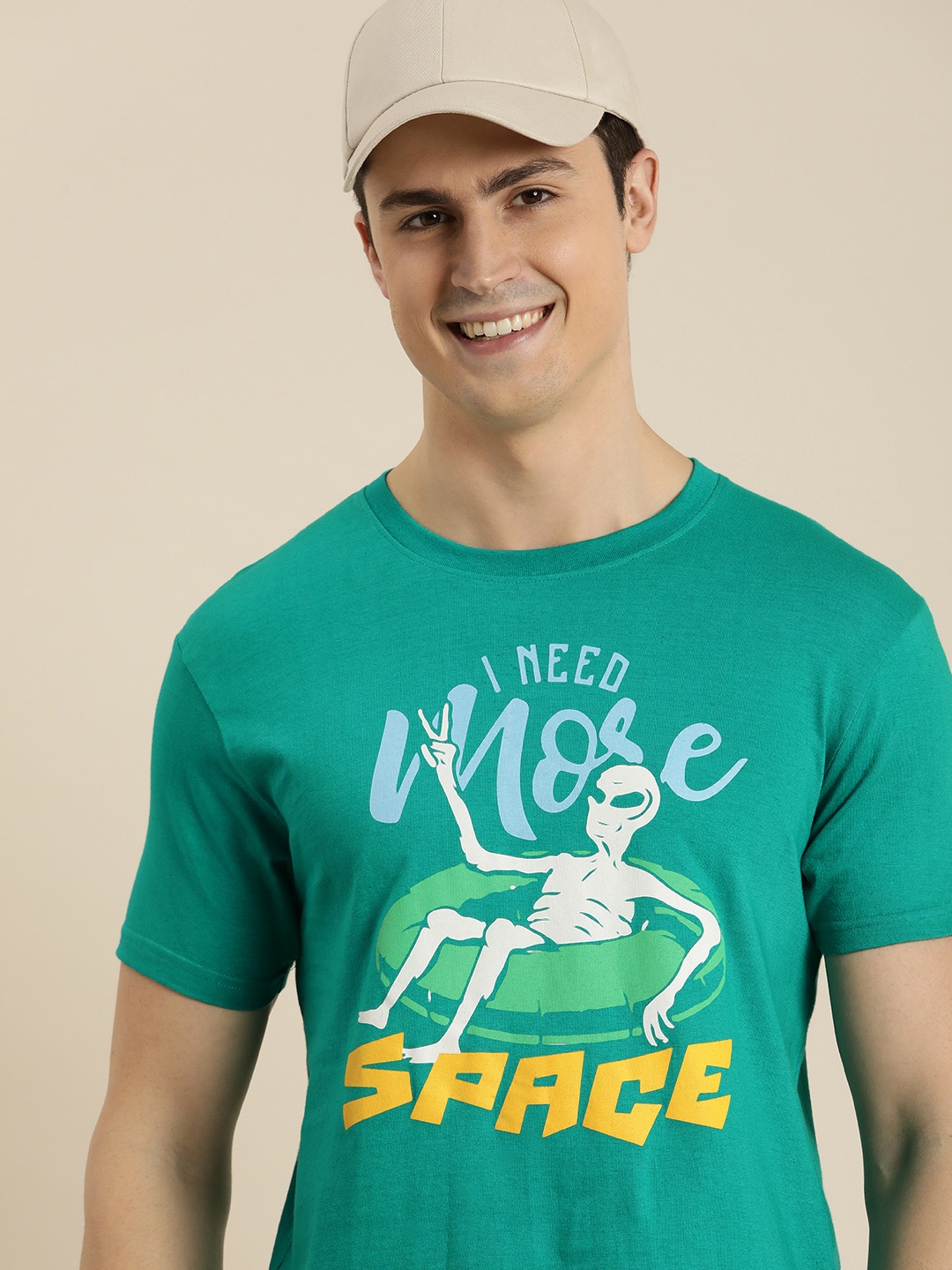 

HERE&NOW Printed Pure Cotton T-shirt, Green