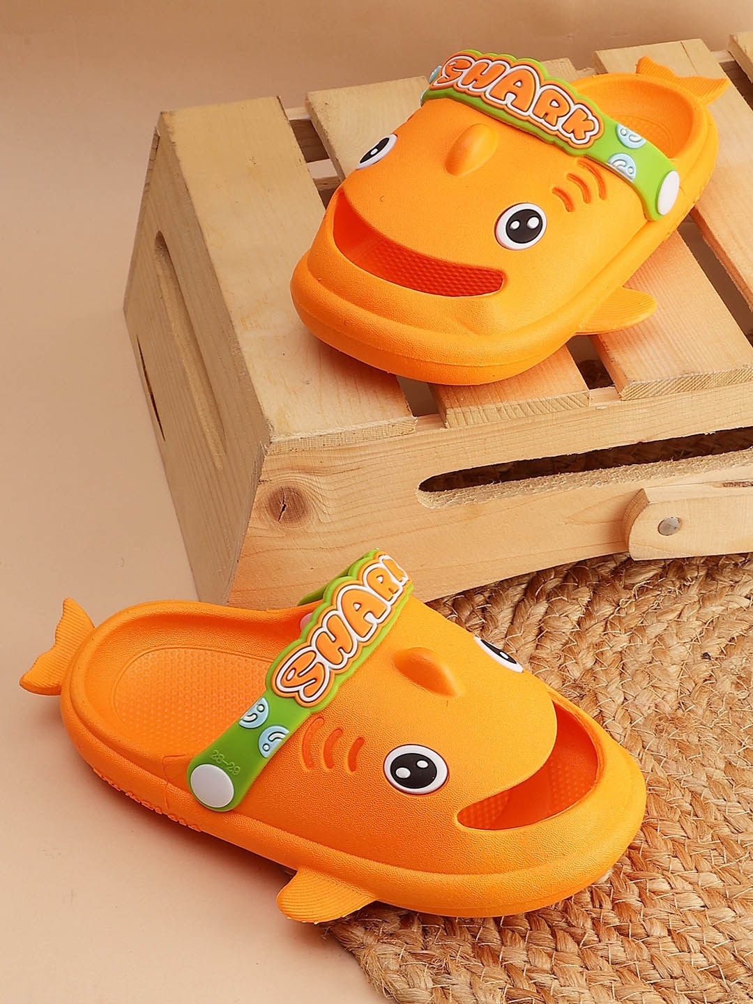 

PASSION PETALS Kids Shark Style Lightweight Basics Clogs, Orange