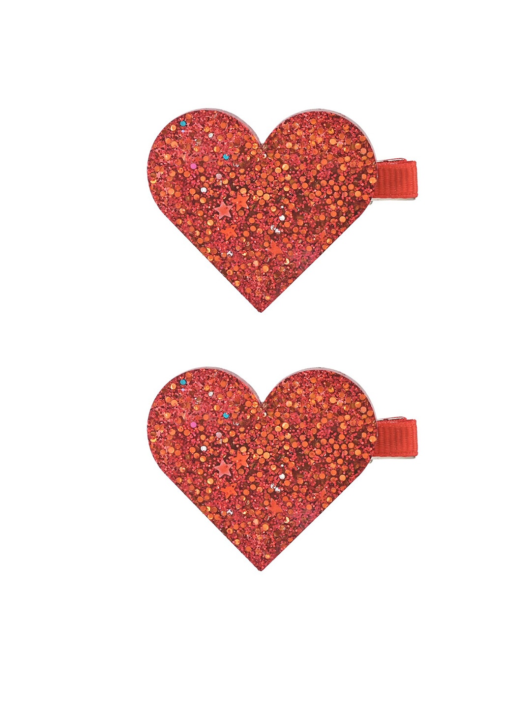 

Aye Candy Girls Set of 2 Glitter Heart Alligator Hair Clip, Red