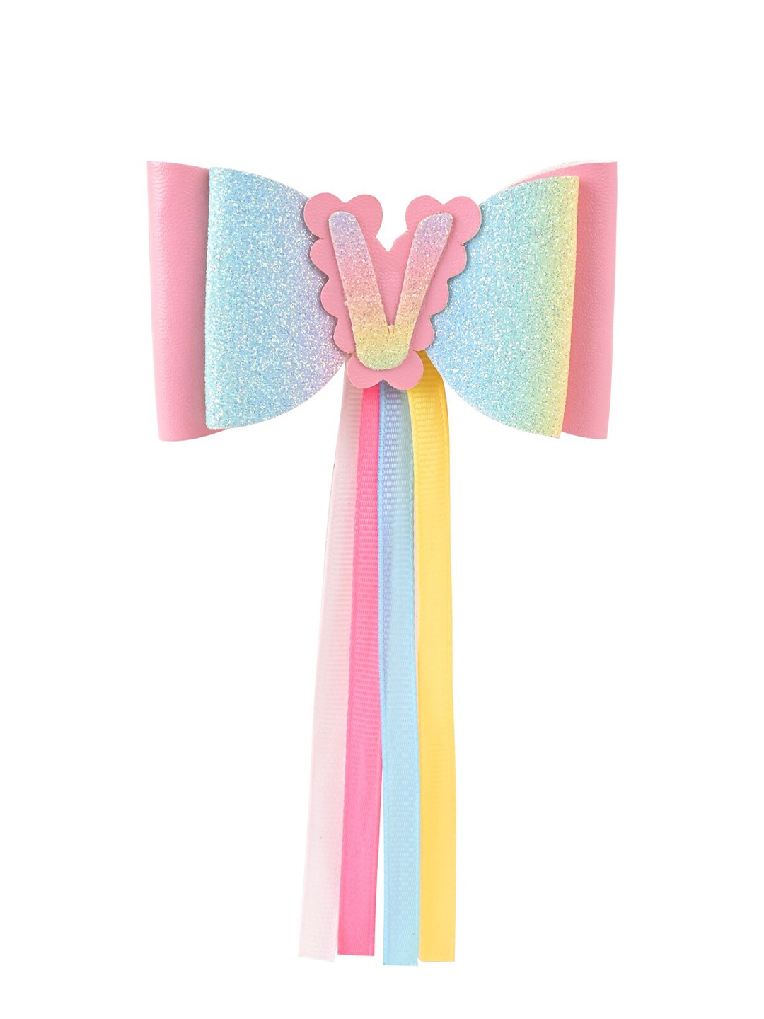

Aye Candy Girls Letter V Bow with Dangler Alligator Hair Clip, Pink