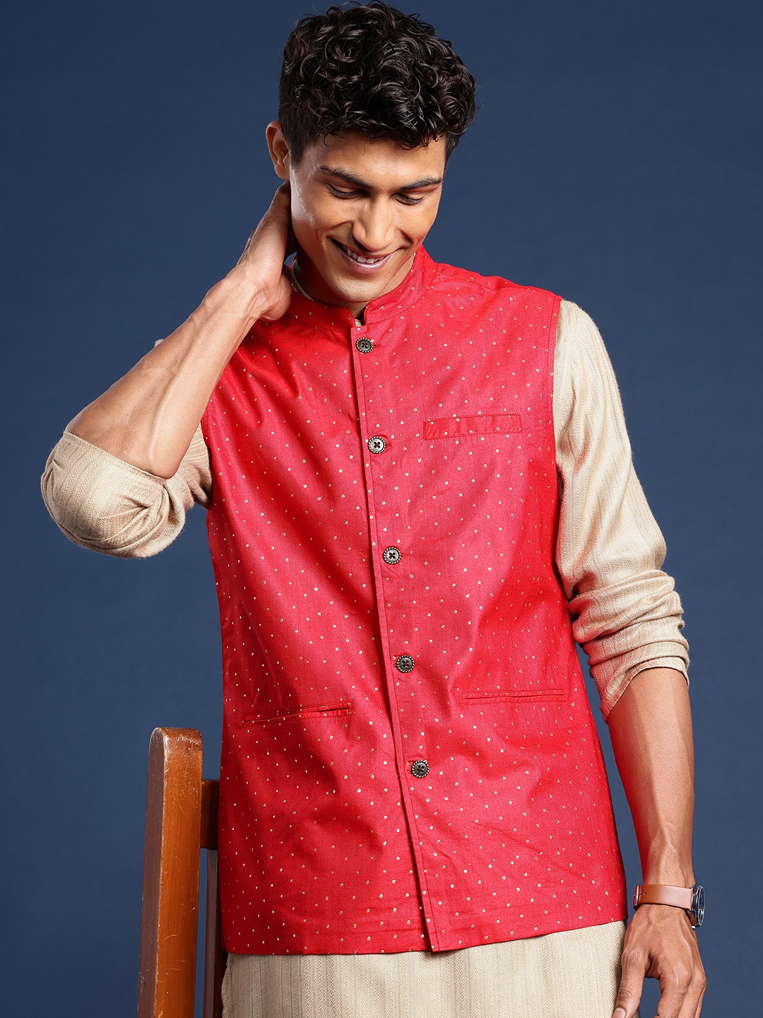 

Taavi Rogan Nehru Jacket, Fuchsia