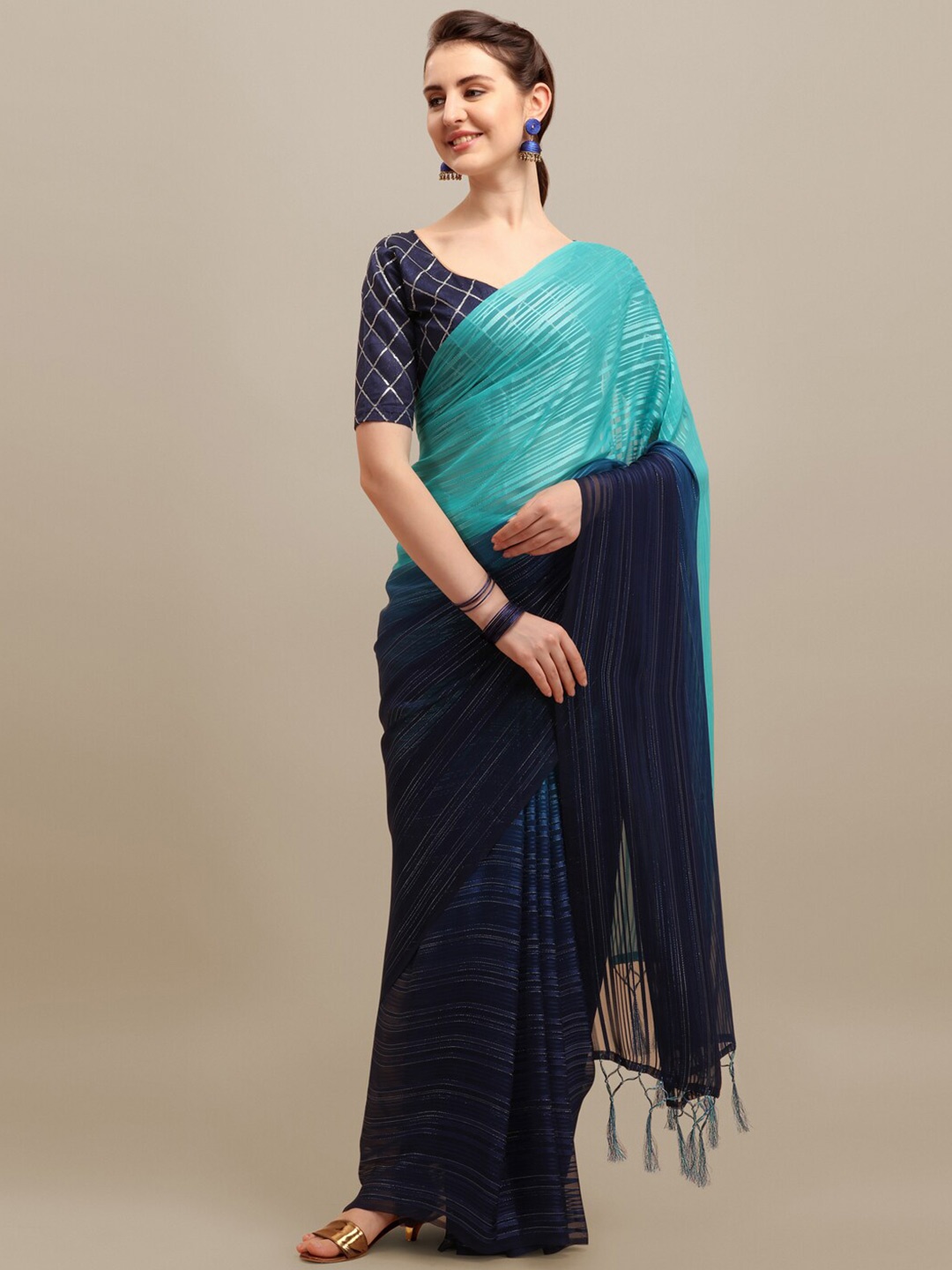 

KALINI Ombre Saree with sequins blouse, Blue