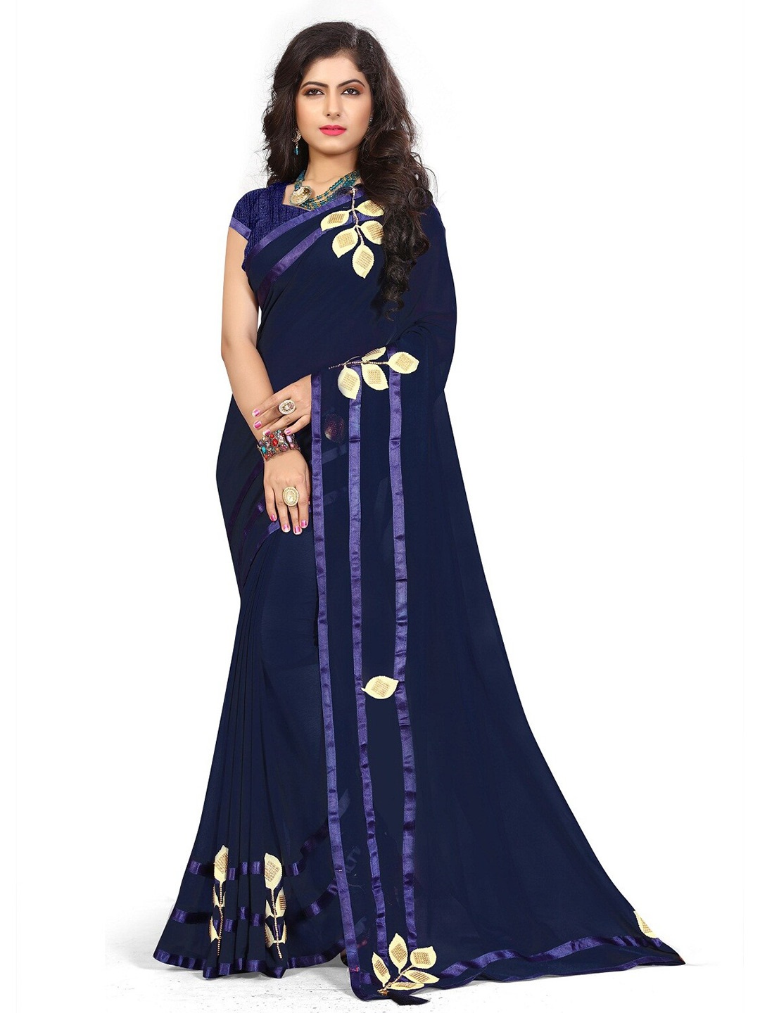 

KALINI Pure Georgette Saree, Navy blue