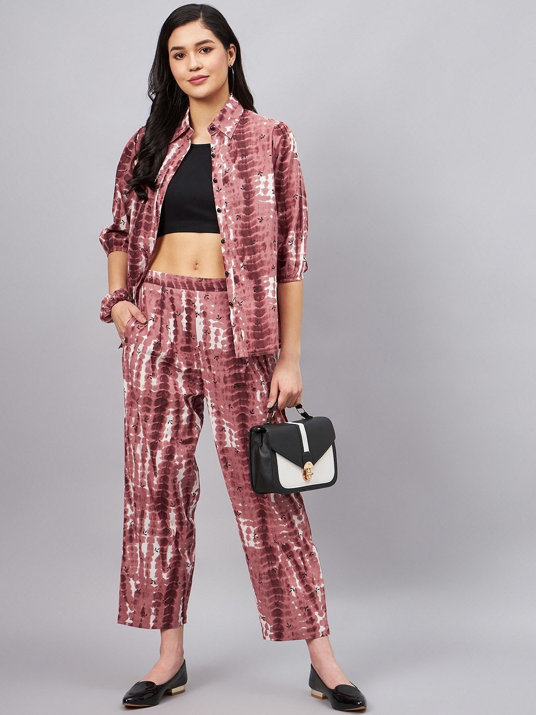 

WineRed Tie & Dye Printed Shirt & Trouser, Rust