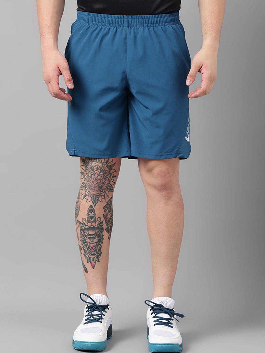 

UNPAR Men Mid Rise Sports Shorts, Blue