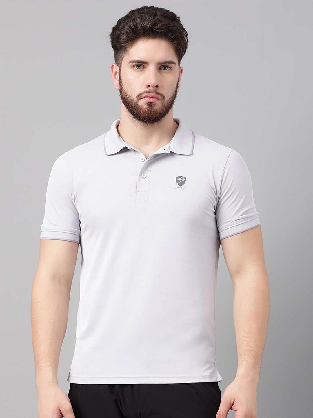 

UNPAR Polo Collar Short Sleeves Sports T-Shirt, Grey