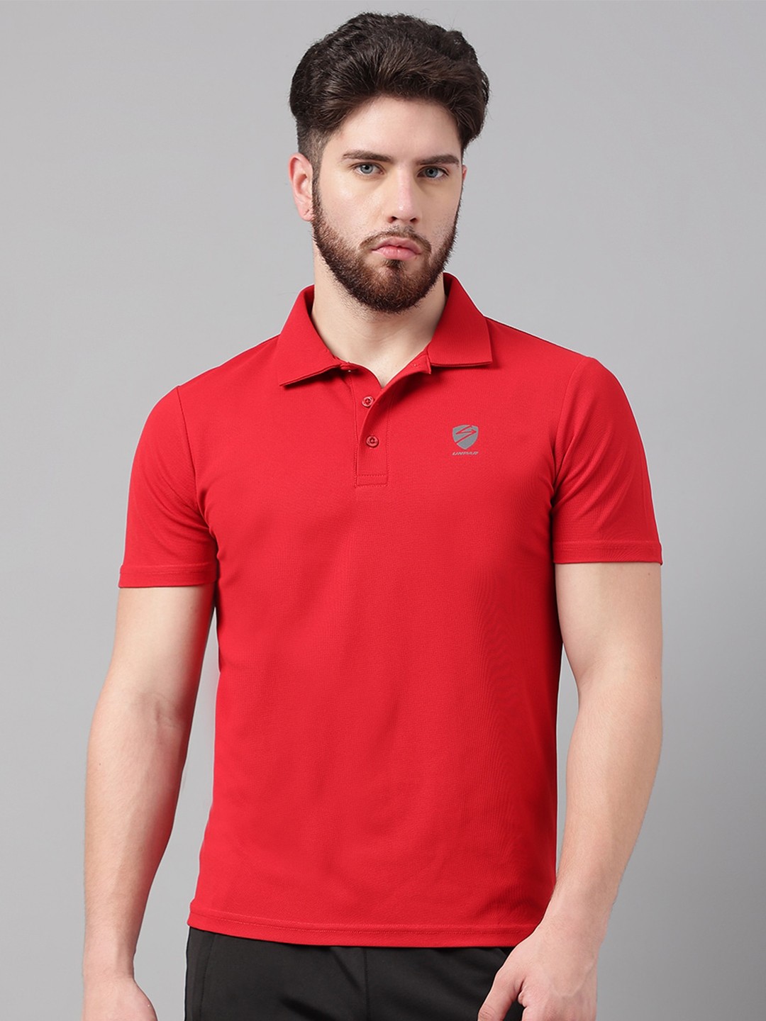 

UNPAR Polo Collar Training Or Gym Sports T-shirt, Red