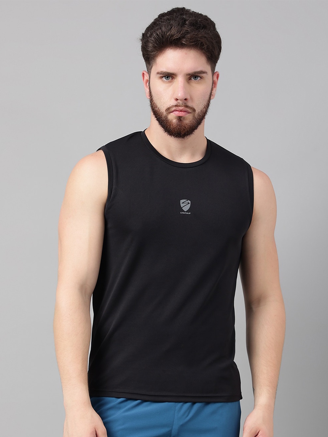

UNPAR Round Neck Sleeveless Sports T-shirt, Black