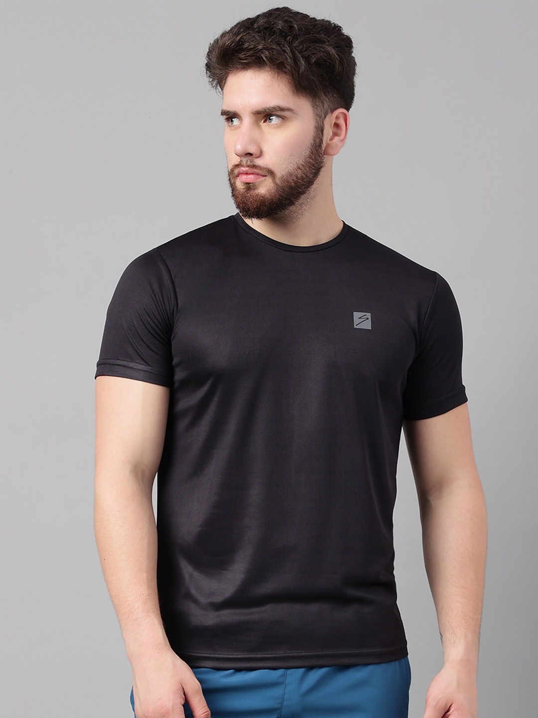 

UNPAR Round Neck Short Sleeves Sports T-Shirt, Black